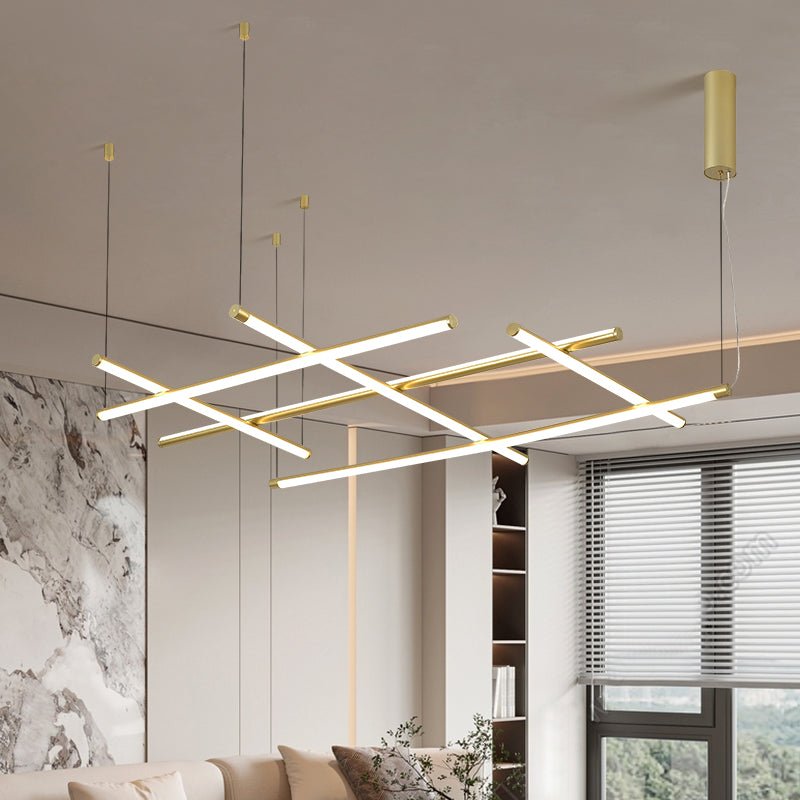 Lampă suspendată cu grilă liniară geometrică