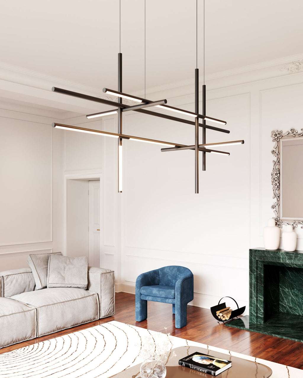 Lampă suspendată liniară geometrică
