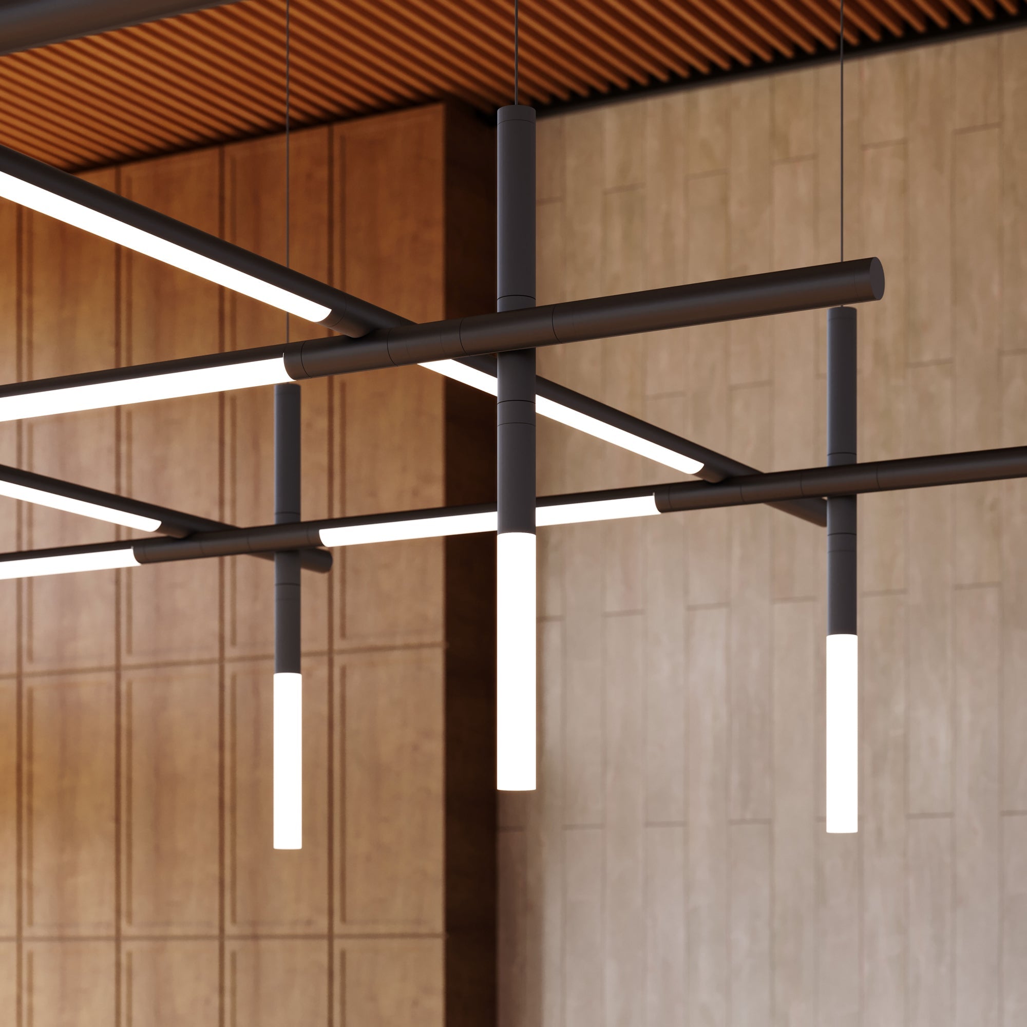 Lampă suspendată liniară geometrică
