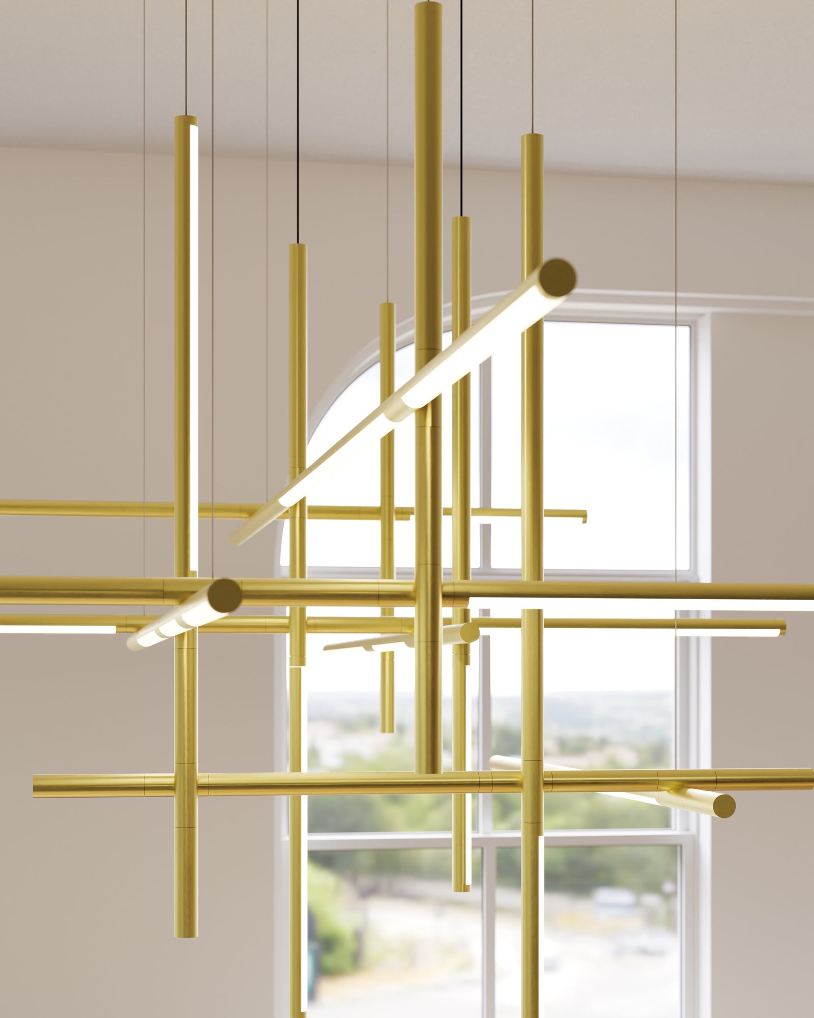 Lampă suspendată liniară geometrică