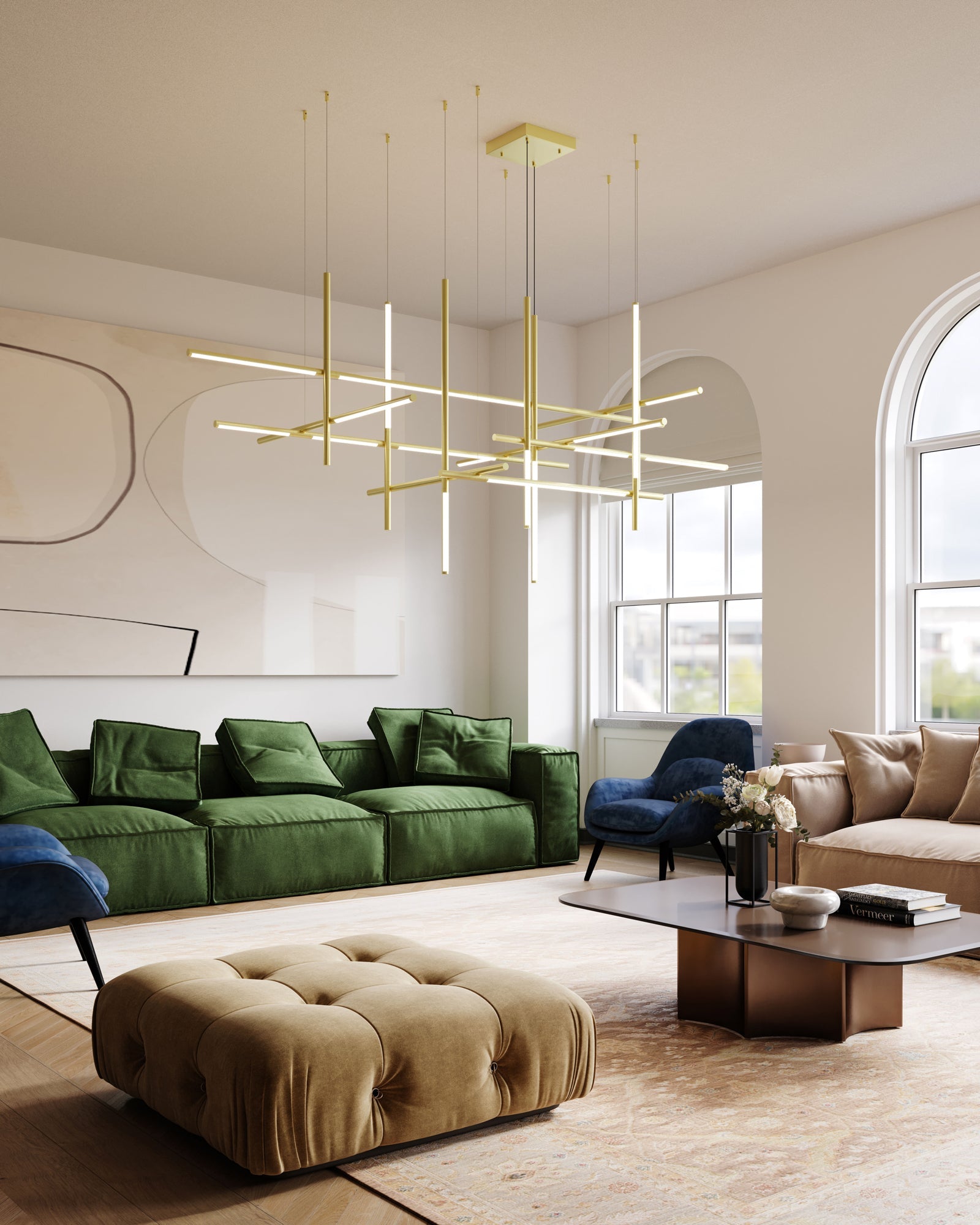 Lampă suspendată liniară geometrică
