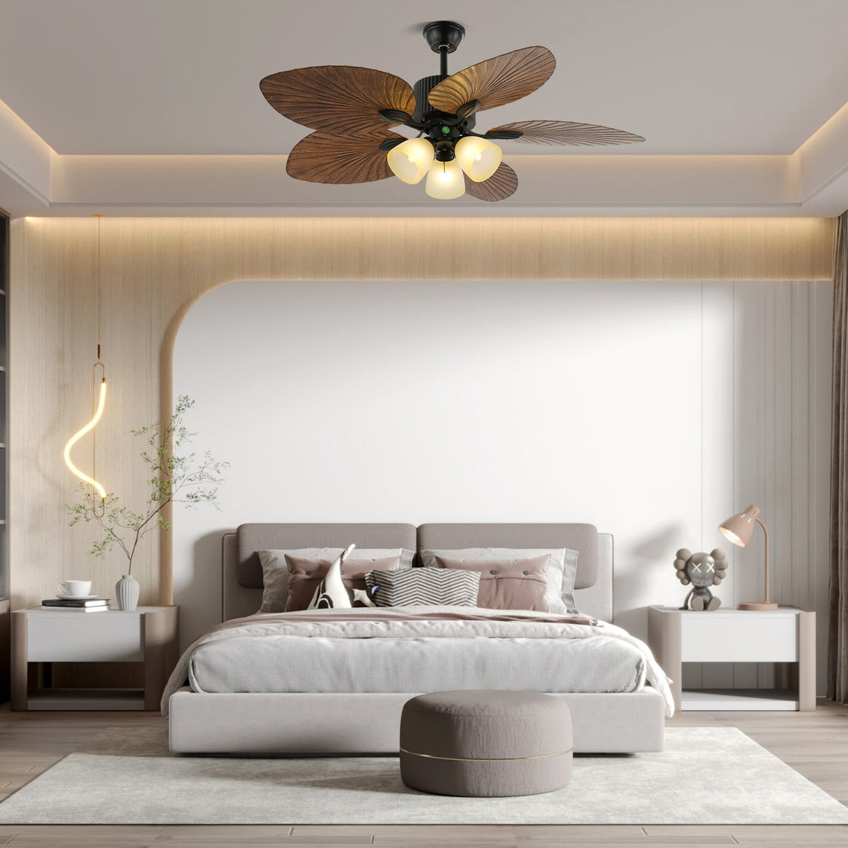 Lampă de tavan cu ventilator de frunze de bananier
