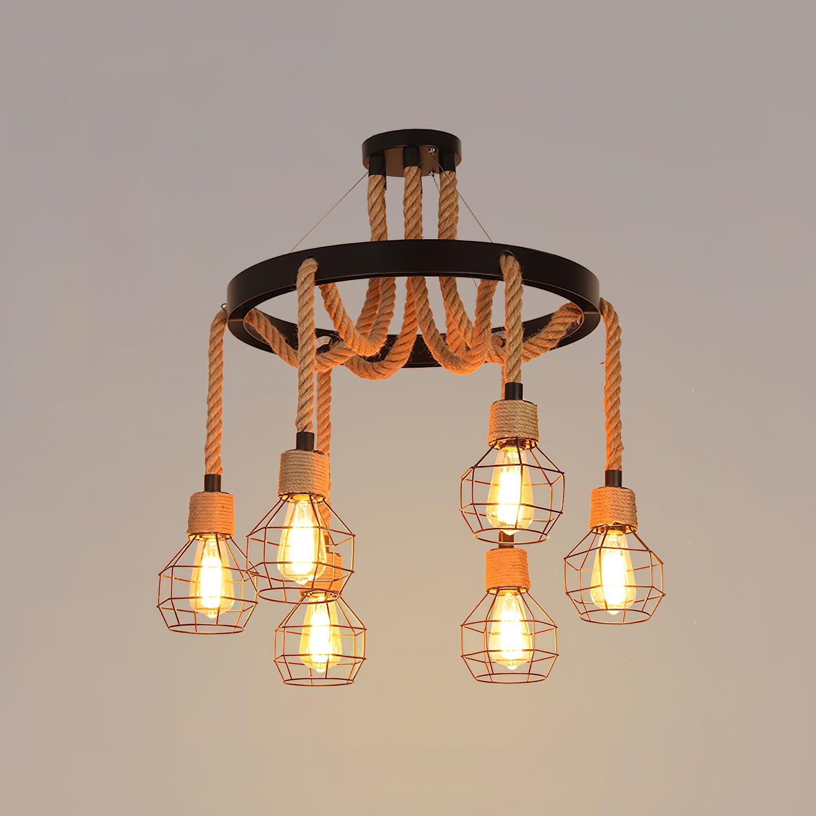 Hemp Rope Industrial Starfall Chandelier - Vakkerlight