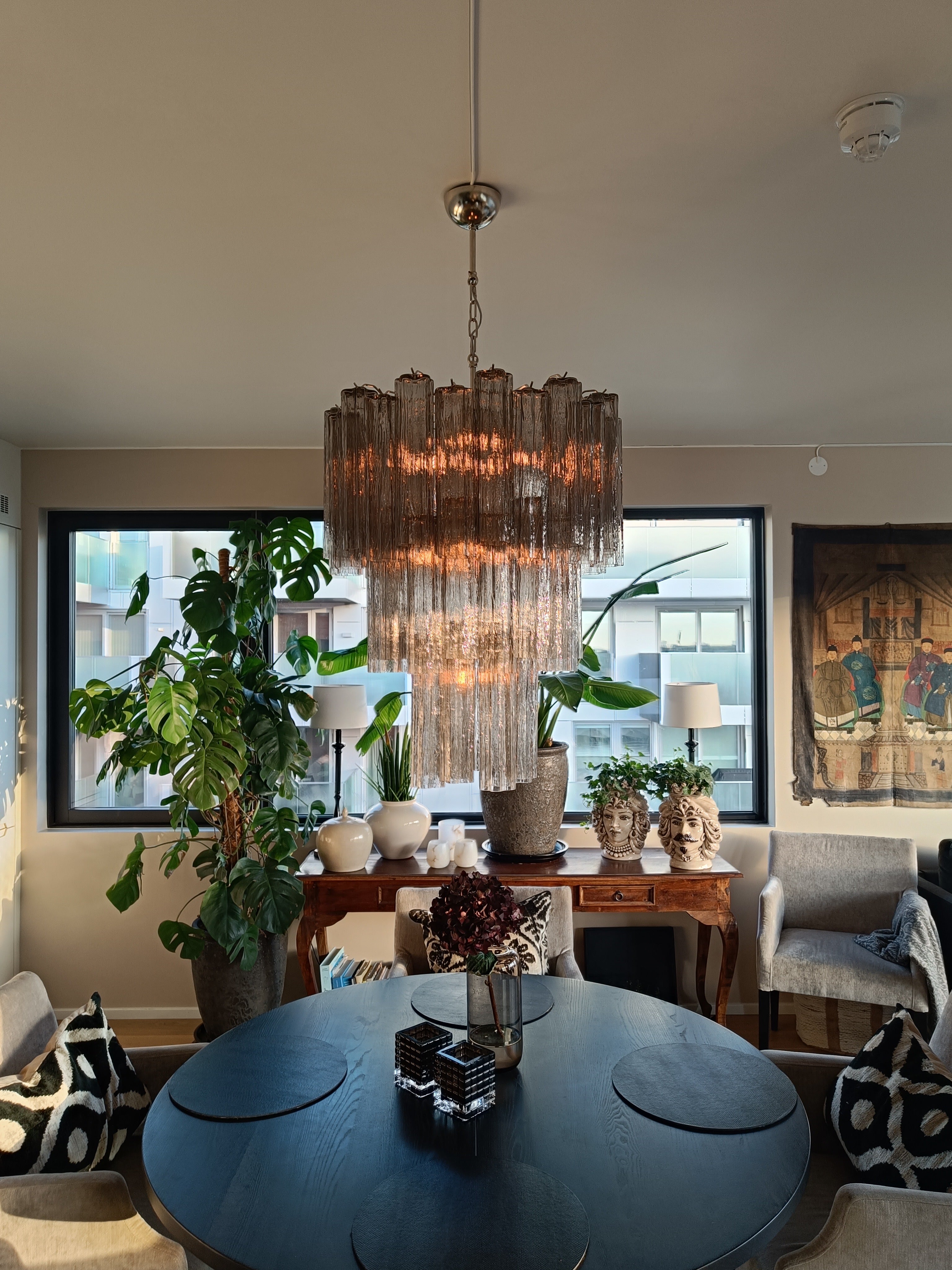 Mid-Century Murano Chandelier | Punto di Luce |  48 Smoke Glass Tubes