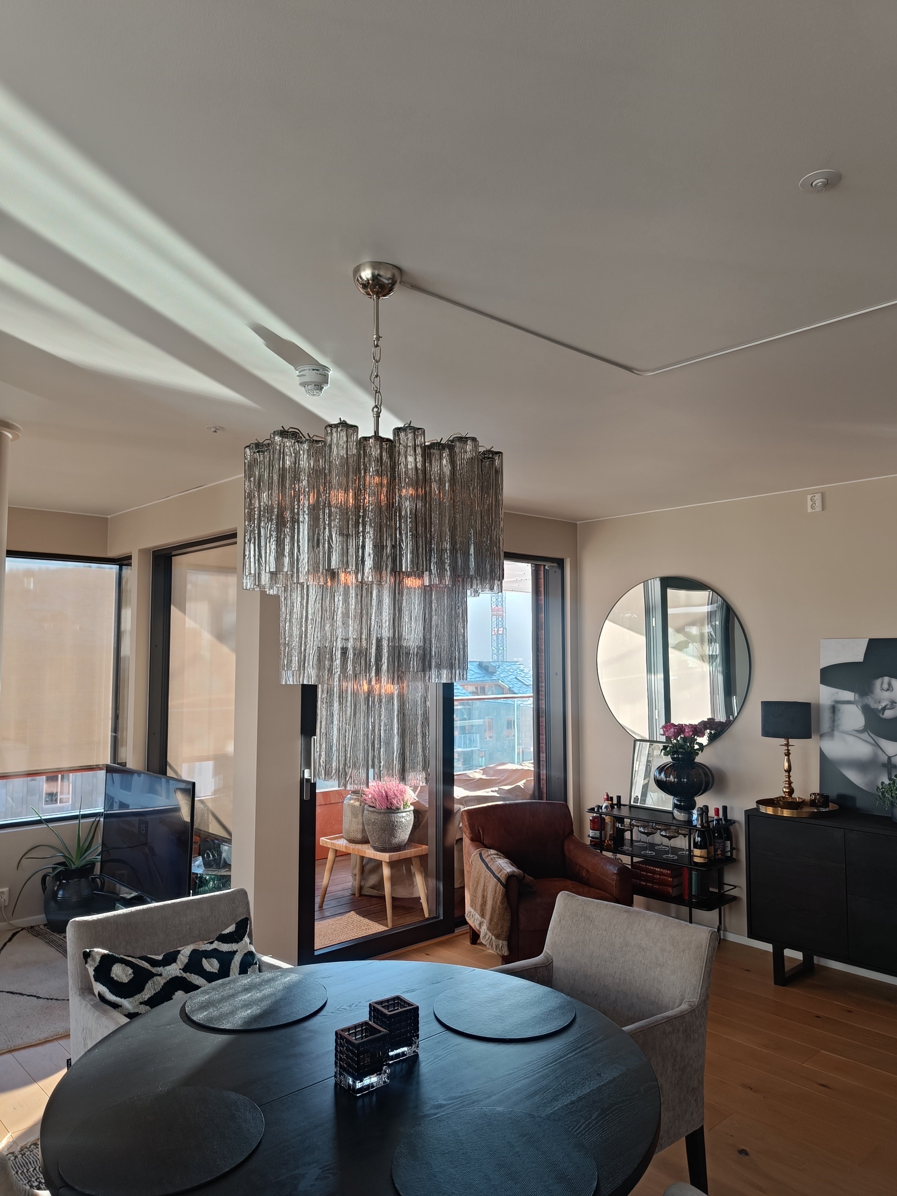 Mid-Century Murano Chandelier | Punto di Luce |  48 Smoke Glass Tubes