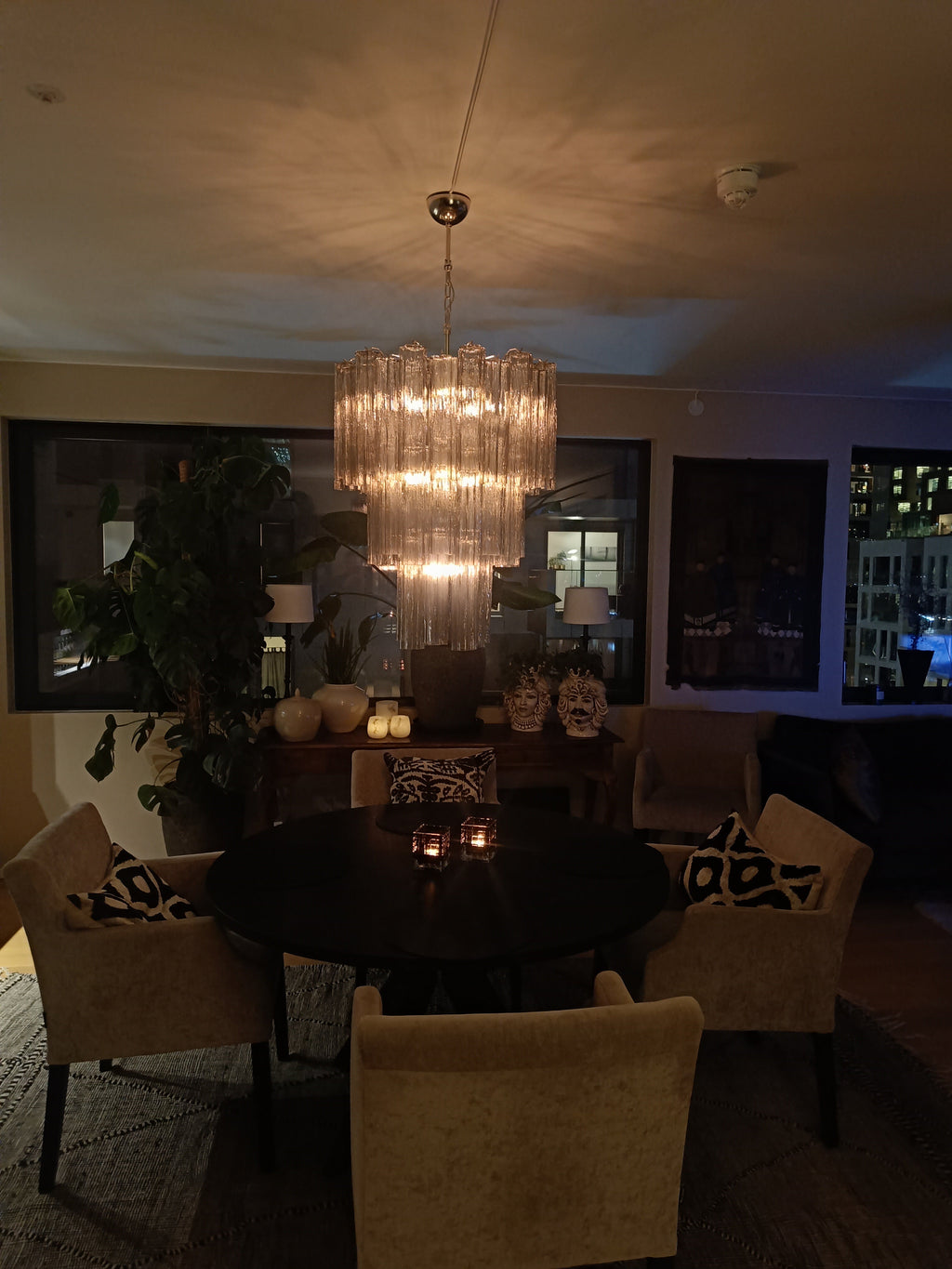 Mid-Century Murano Chandelier | Punto di Luce |  48 Smoke Glass Tubes