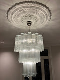 Candelabru Murano de la mijlocul secolului | Punto di Luce | 48 tuburi de sticlă transparentă