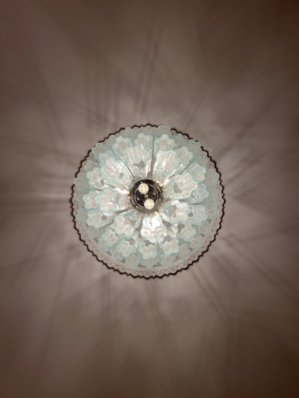 Candelabru Murano de la mijlocul secolului | Punto di Luce | 48 tuburi de sticlă transparentă