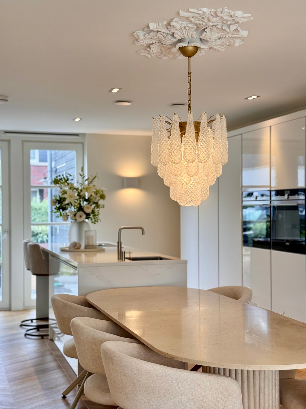 Mid-Century Murano Chandelier | Punto di Luce |  41 Clear Drop Glasses