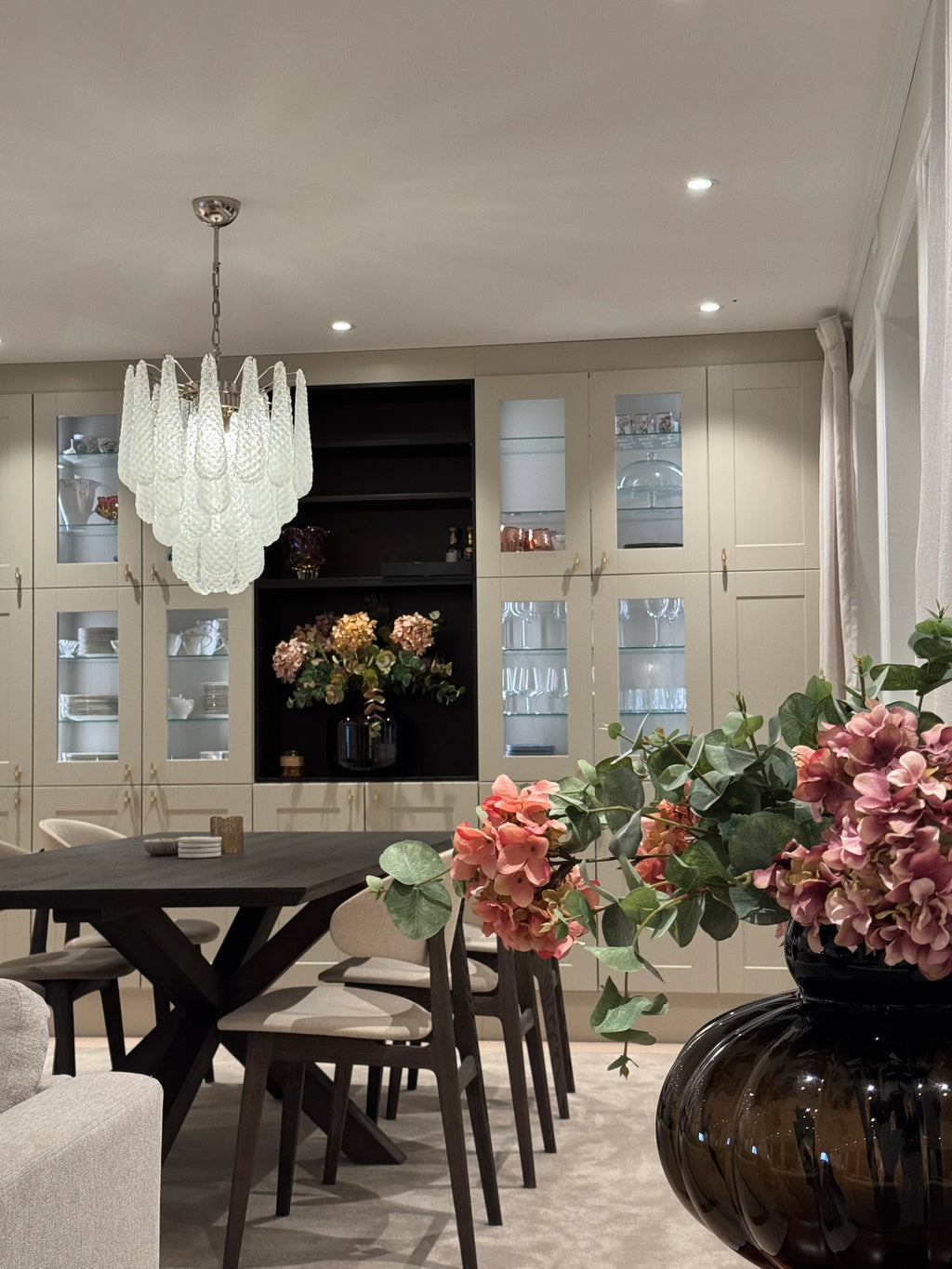 Mid-Century Murano Chandelier | Punto di Luce |  41 Clear Drop Glasses