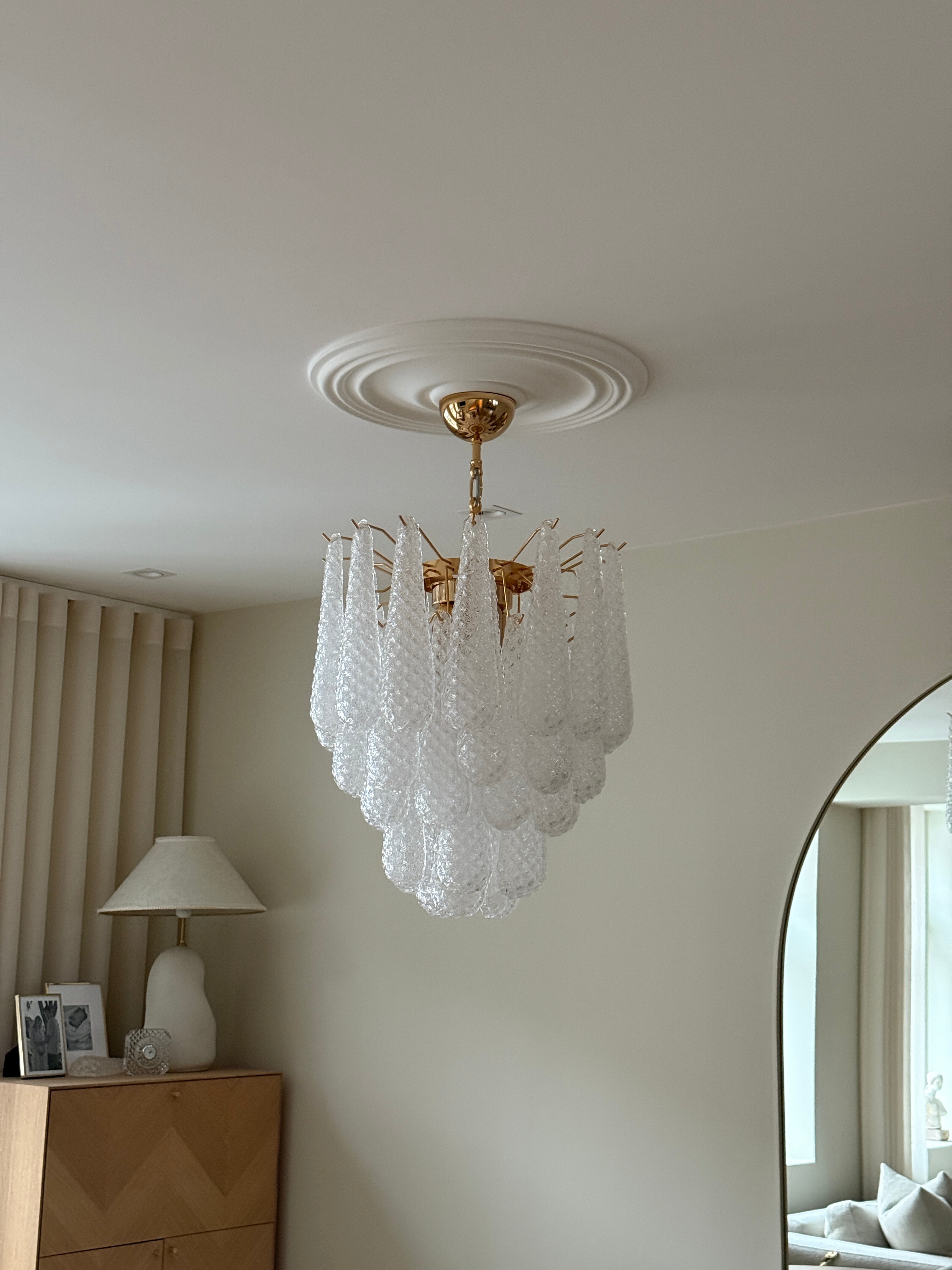 Mid-Century Murano Chandelier | Punto di Luce |  41 Clear Drop Glasses