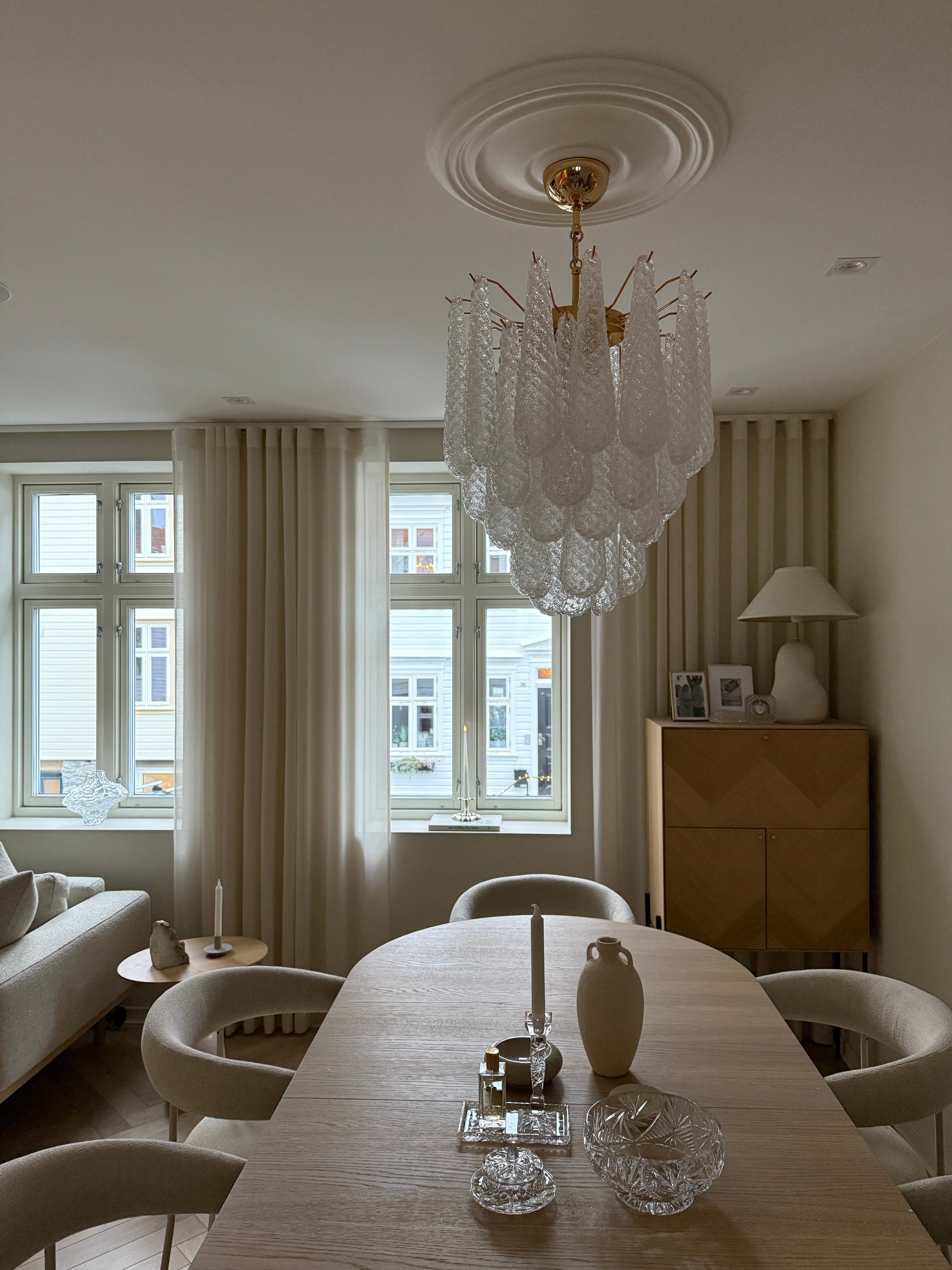 Mid-Century Murano Chandelier | Punto di Luce |  41 Clear Drop Glasses