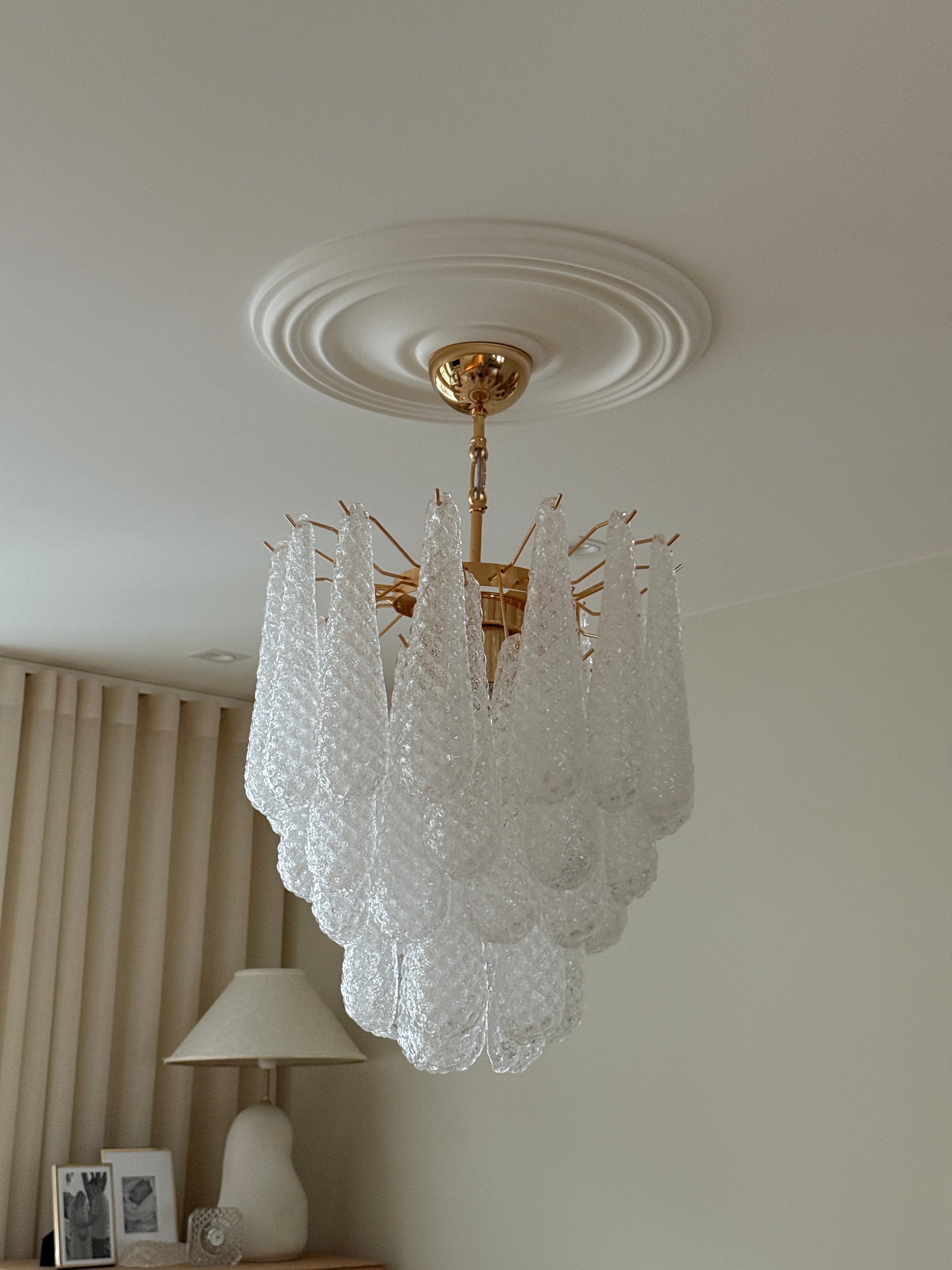 Mid-Century Murano Chandelier | Punto di Luce |  41 Clear Drop Glasses