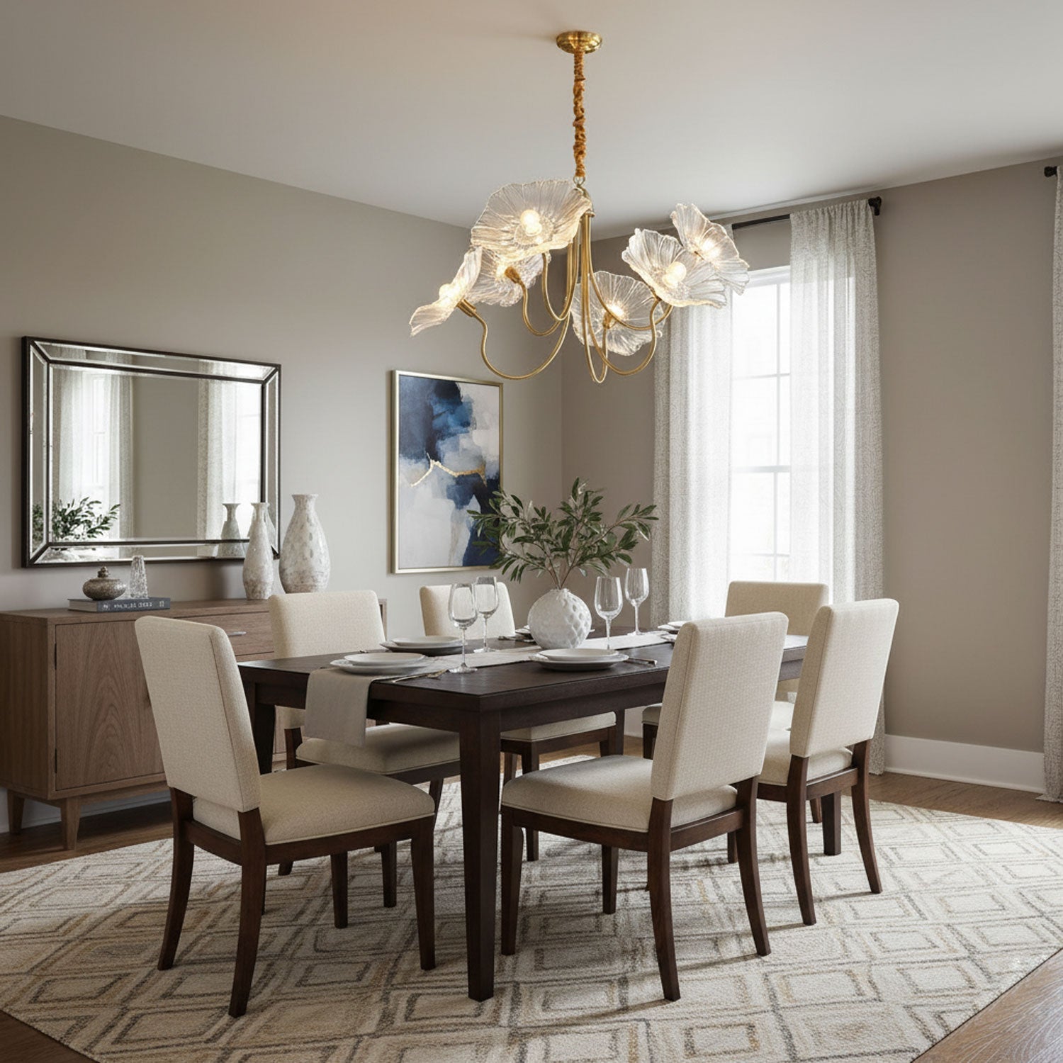 Lotus Leaf Glass Chandelier