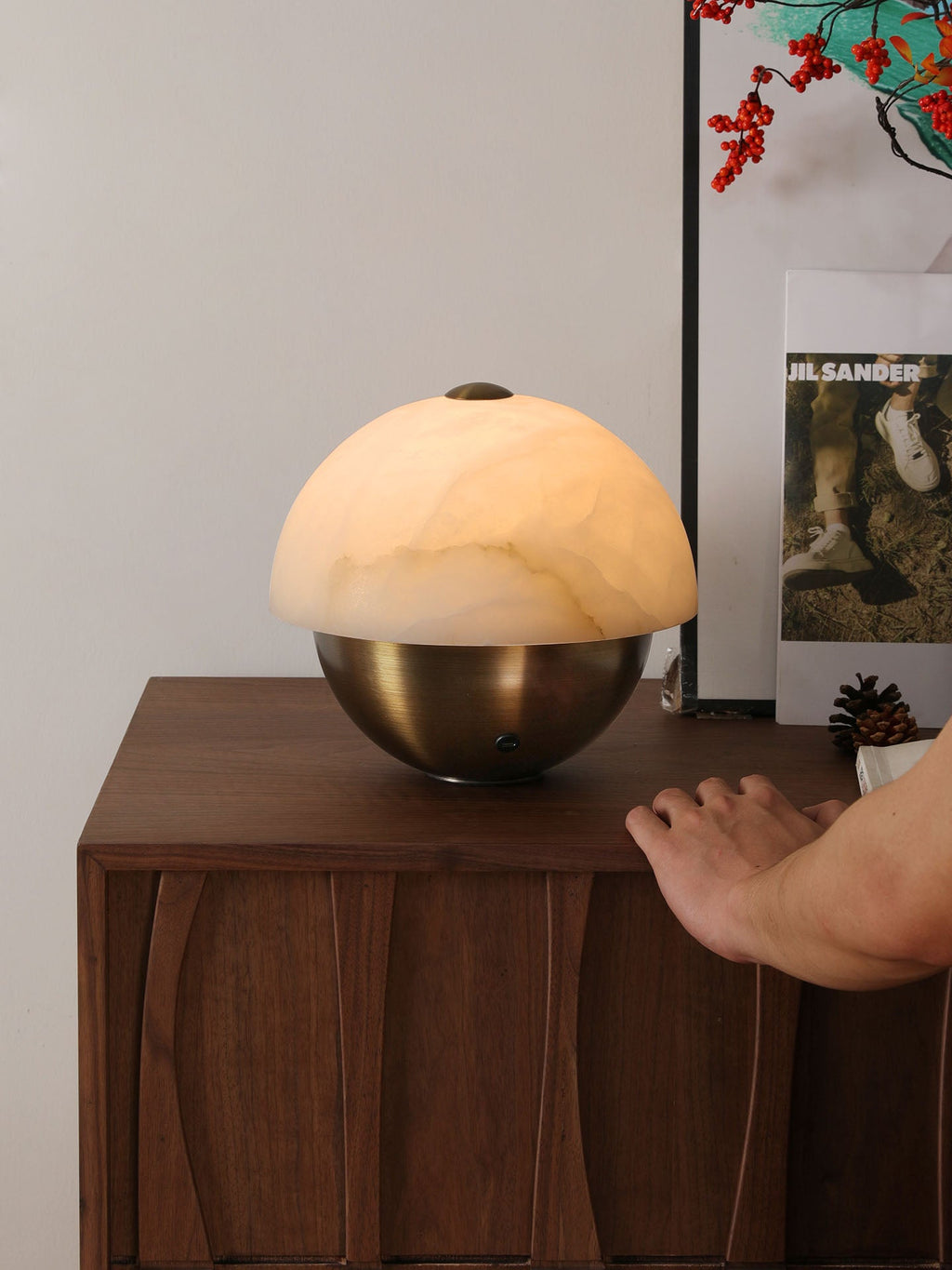 Lampă de masă mini din alabastru Luna Stone