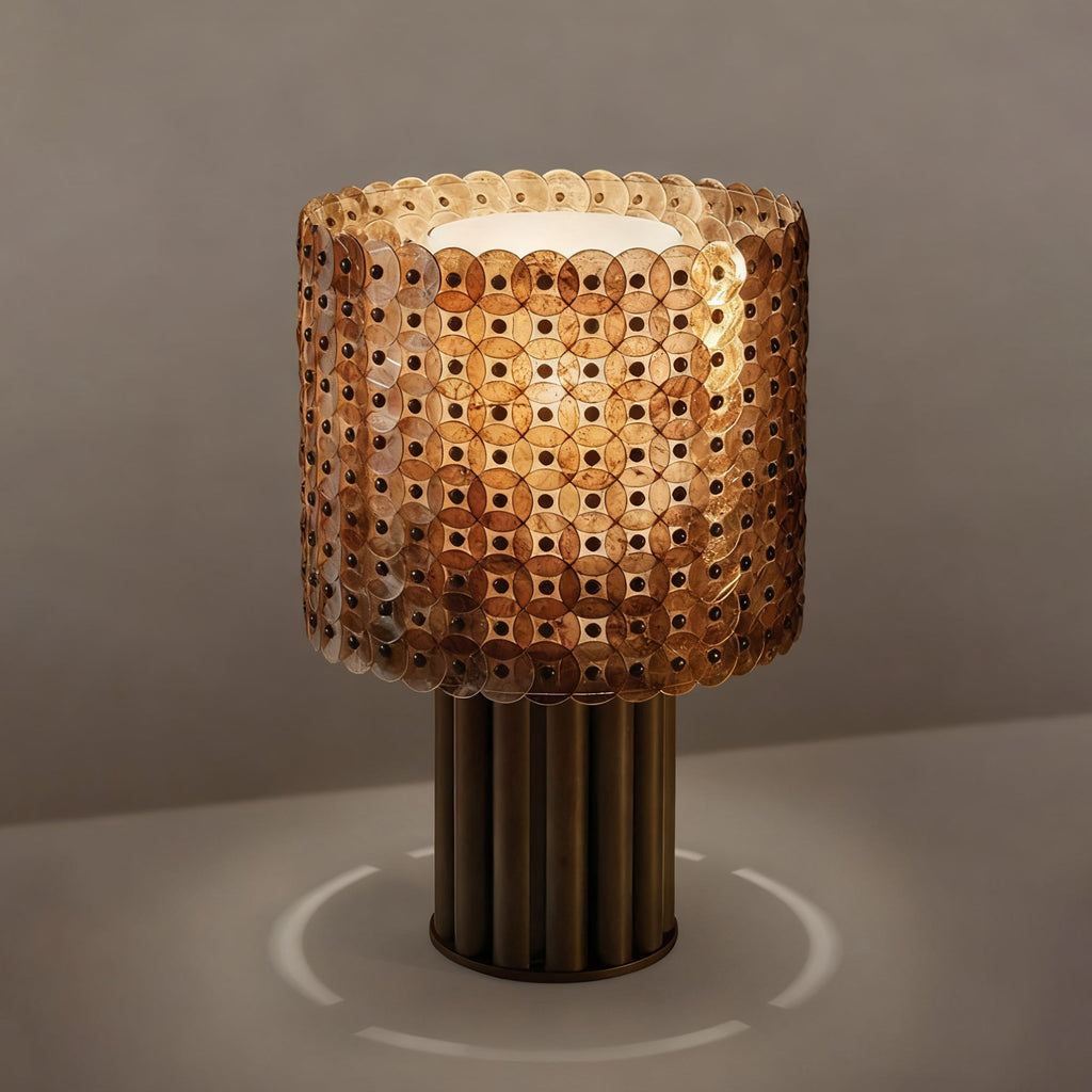 Lampă de masă cu disc mic și zăbrele 
