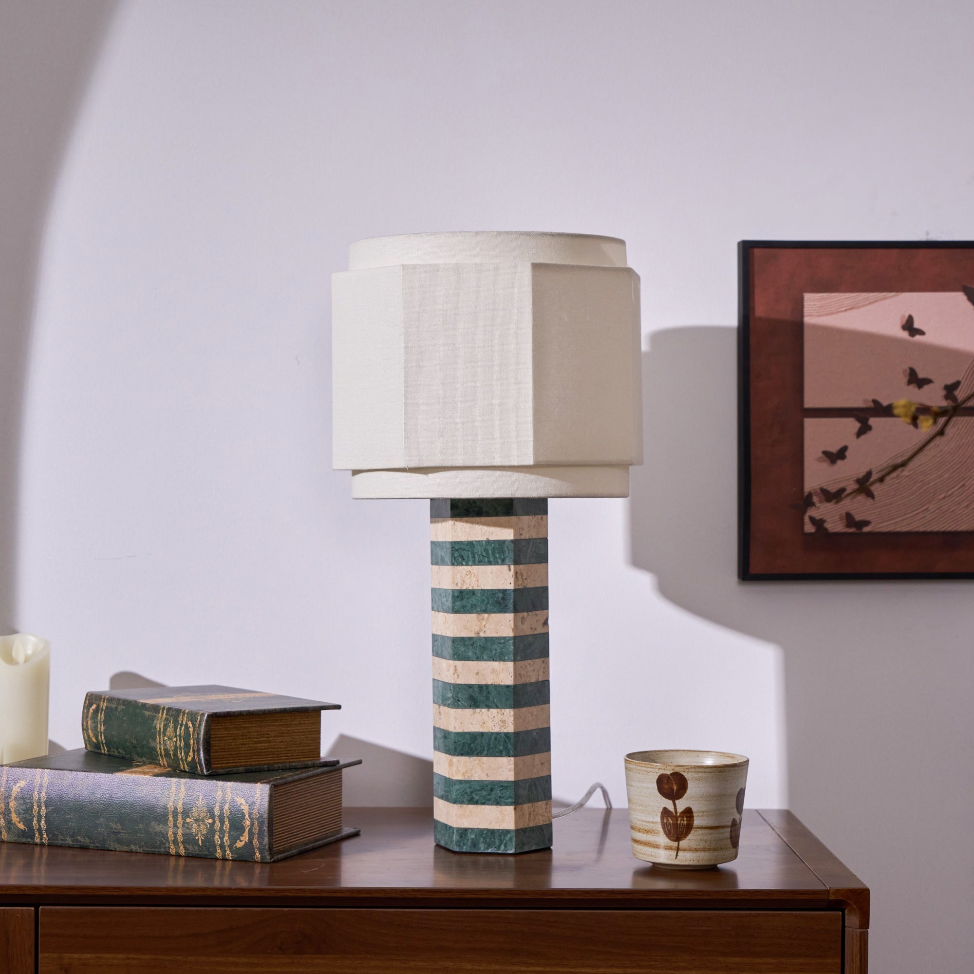 Modari Striped Stone Table Lamp