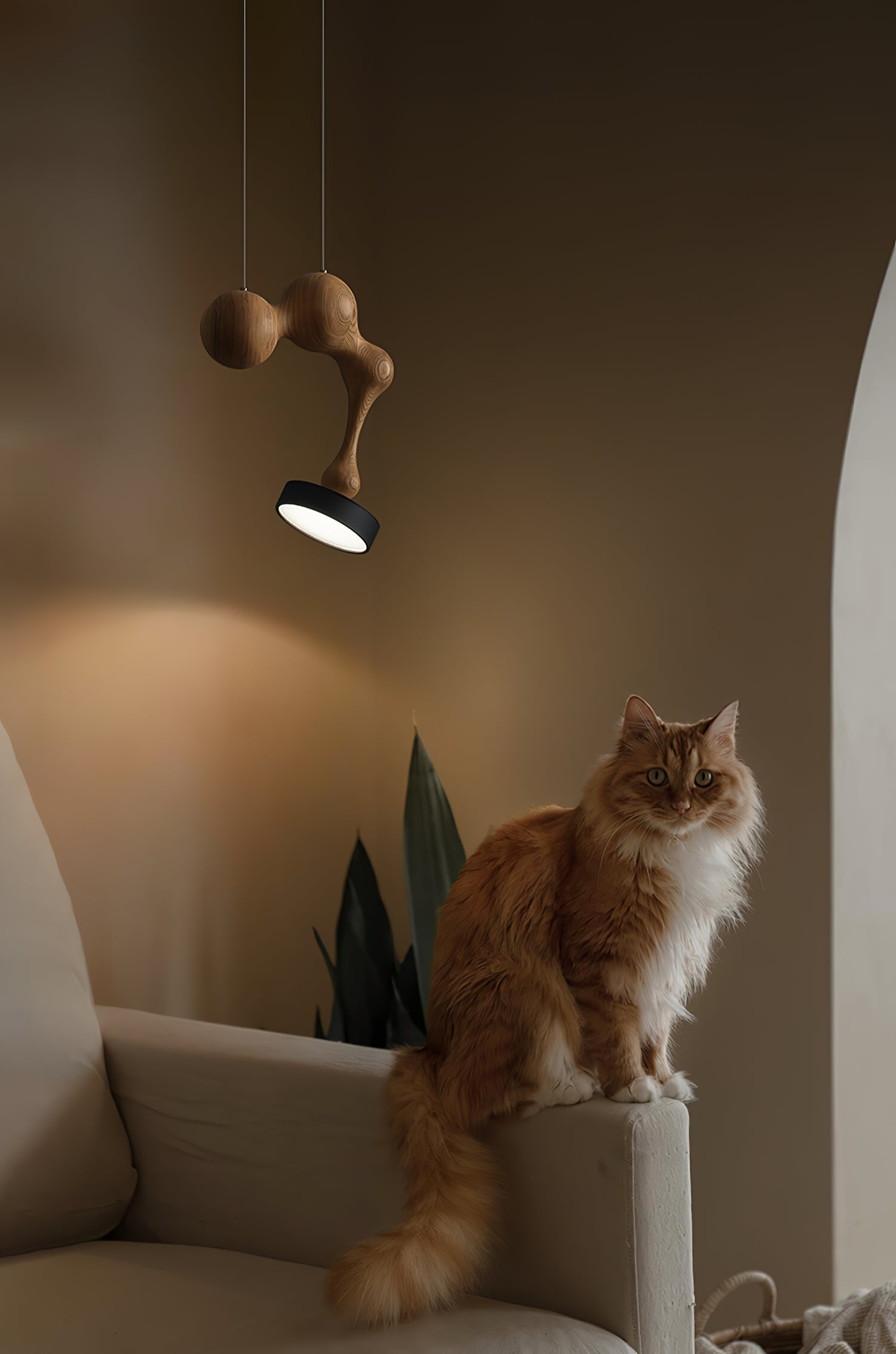 Lampă pandantiv din lemn Molecule