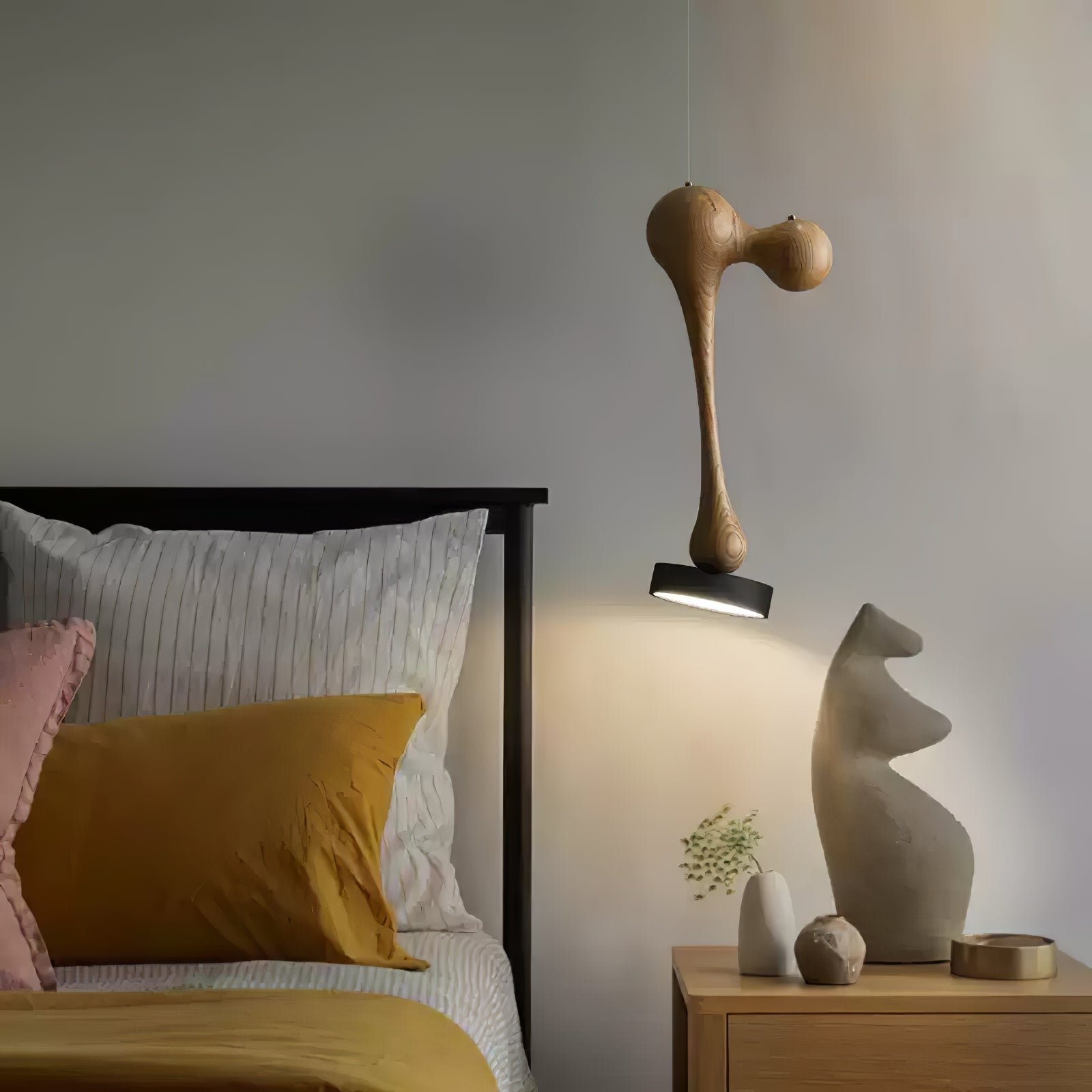 Lampă pandantiv din lemn Molecule