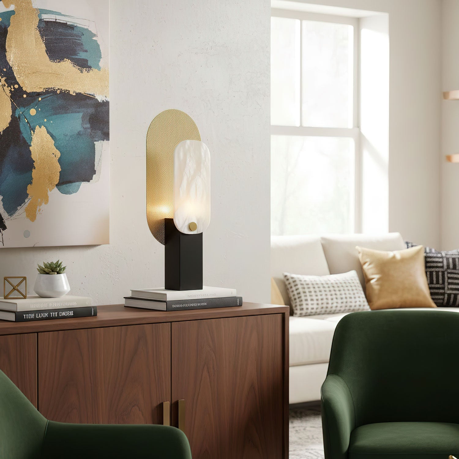 Lampă de masă Mosaic Elegance din alabastru