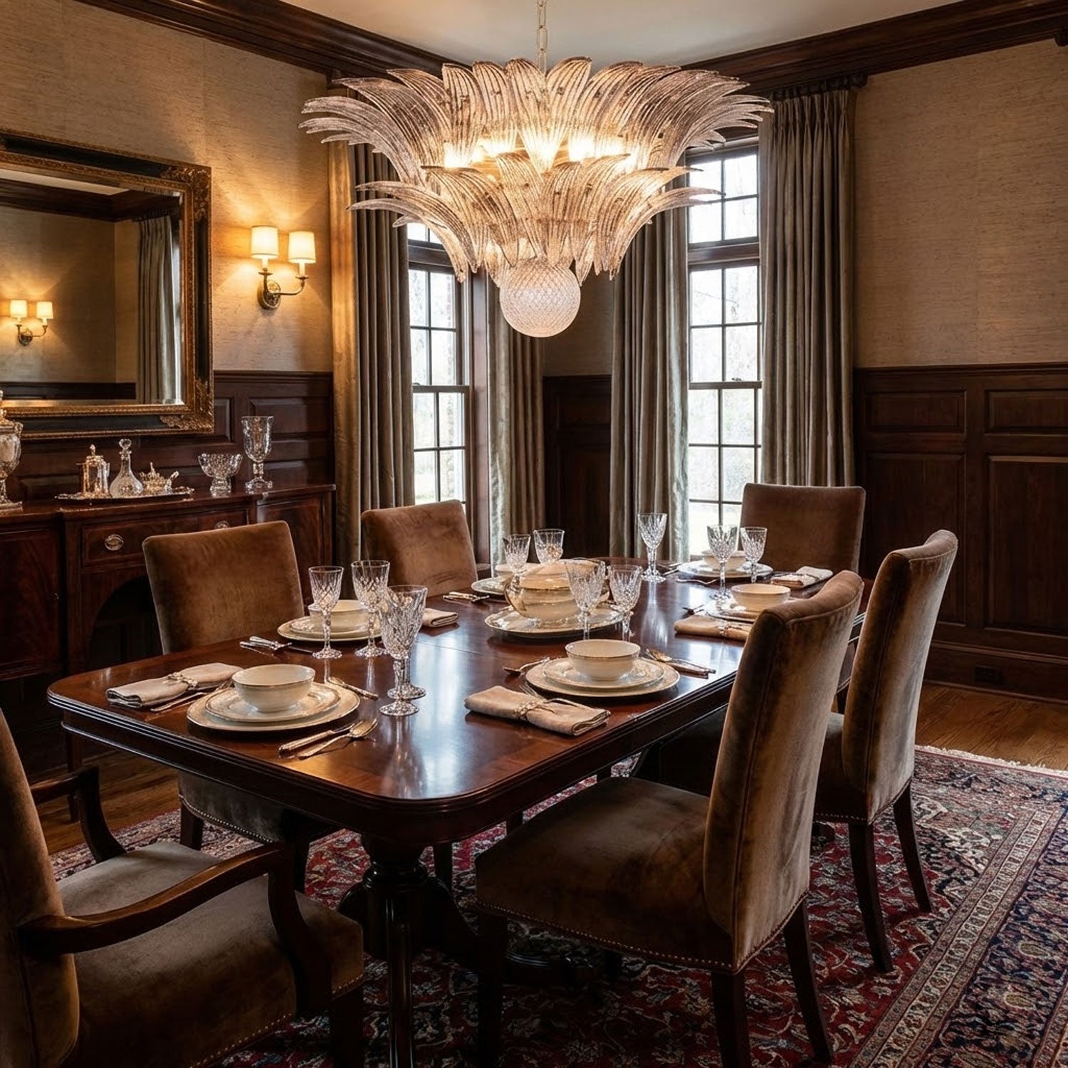 Murano Palmette Transparent Chandelier