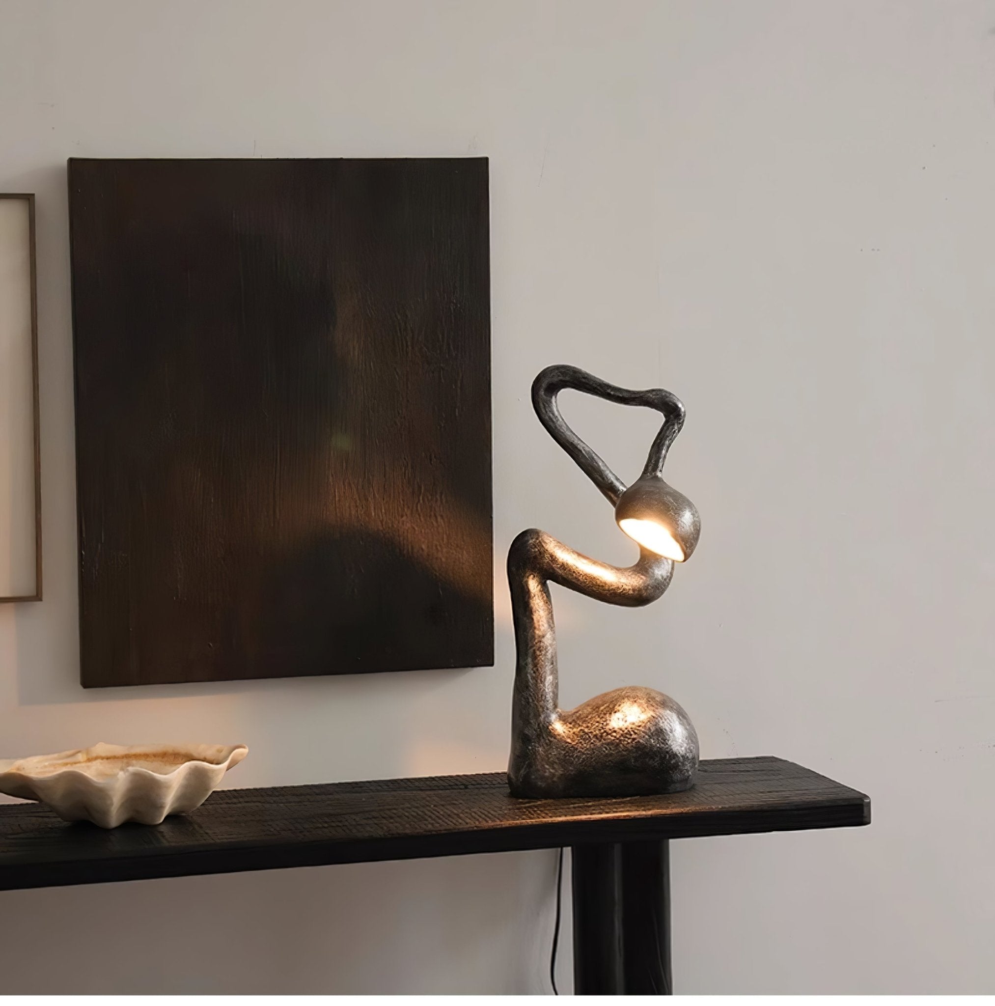Lampă de masă cu sculptură de smirnă 