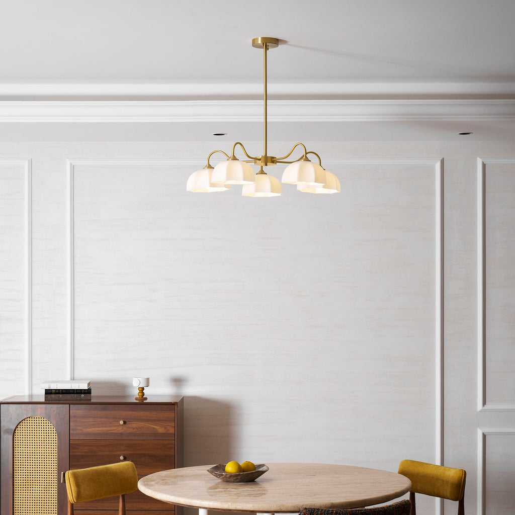Octagonal Glass Bowl Chandelier