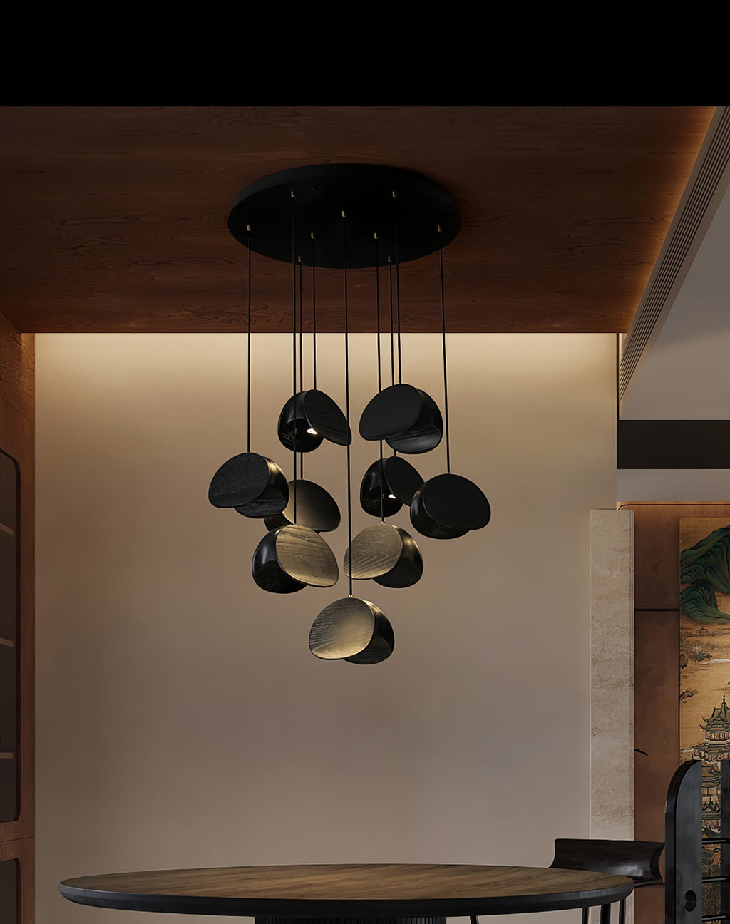 Lampă suspendată Orbit Fold Wood 