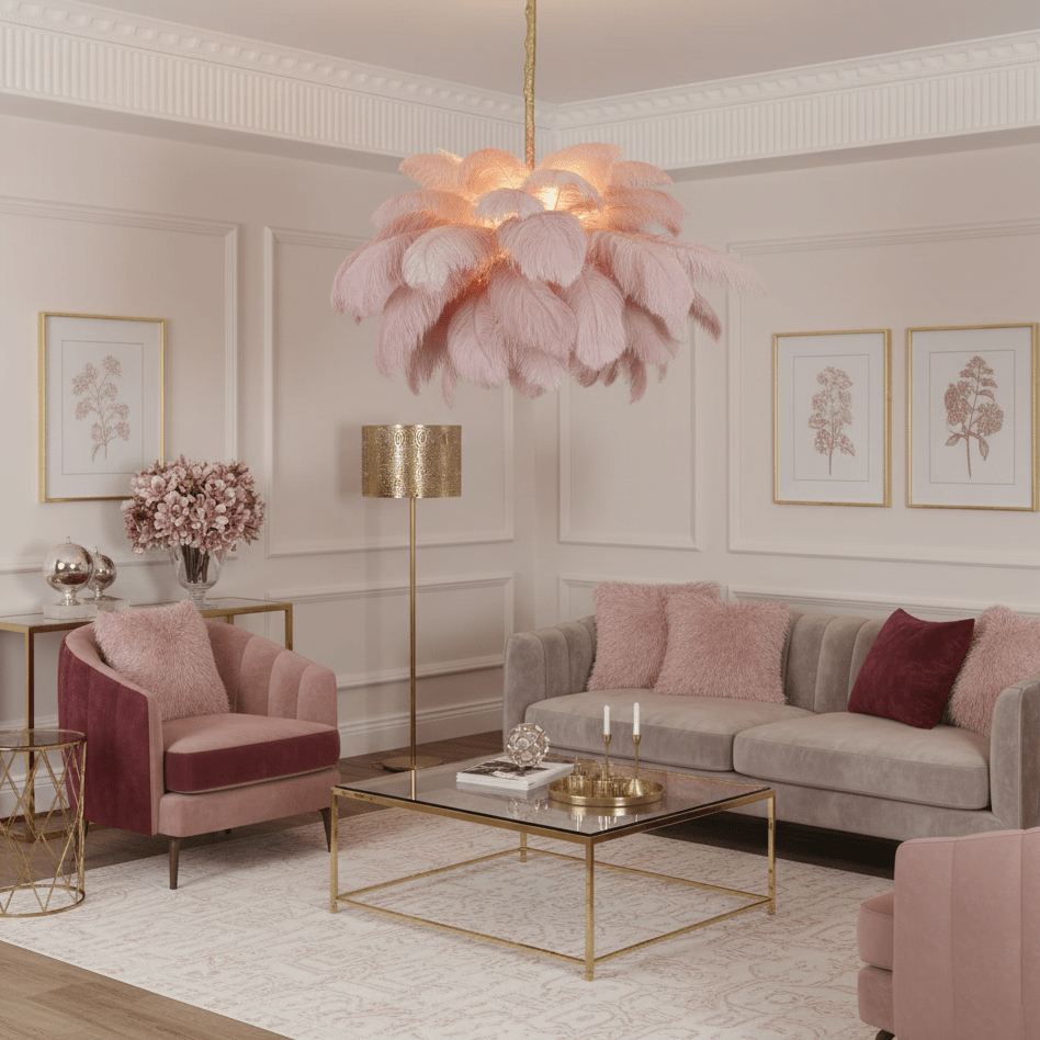 Ostrich Feather Chandelier