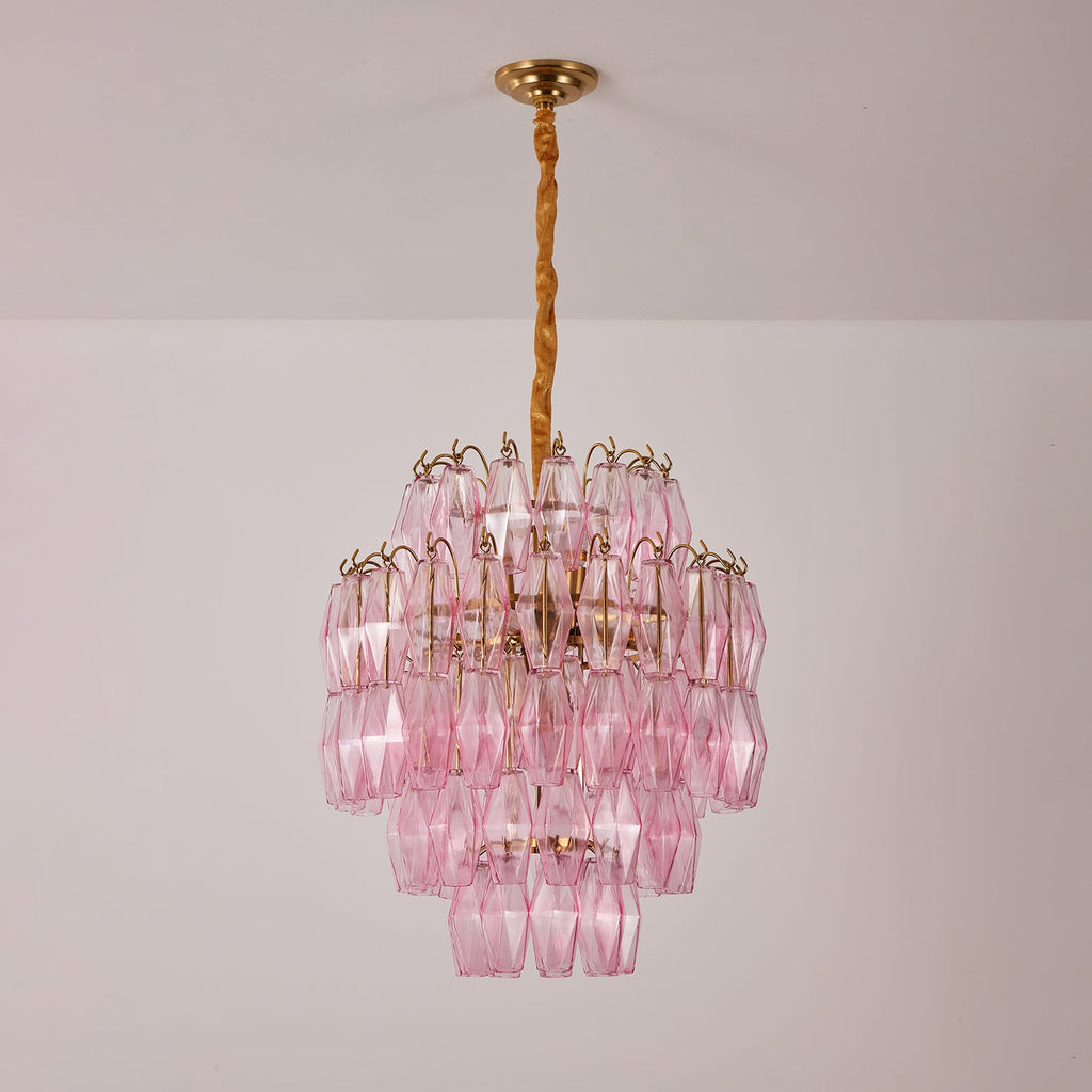 Pink Murano Glass Prism Chandelier - Vakkerlight