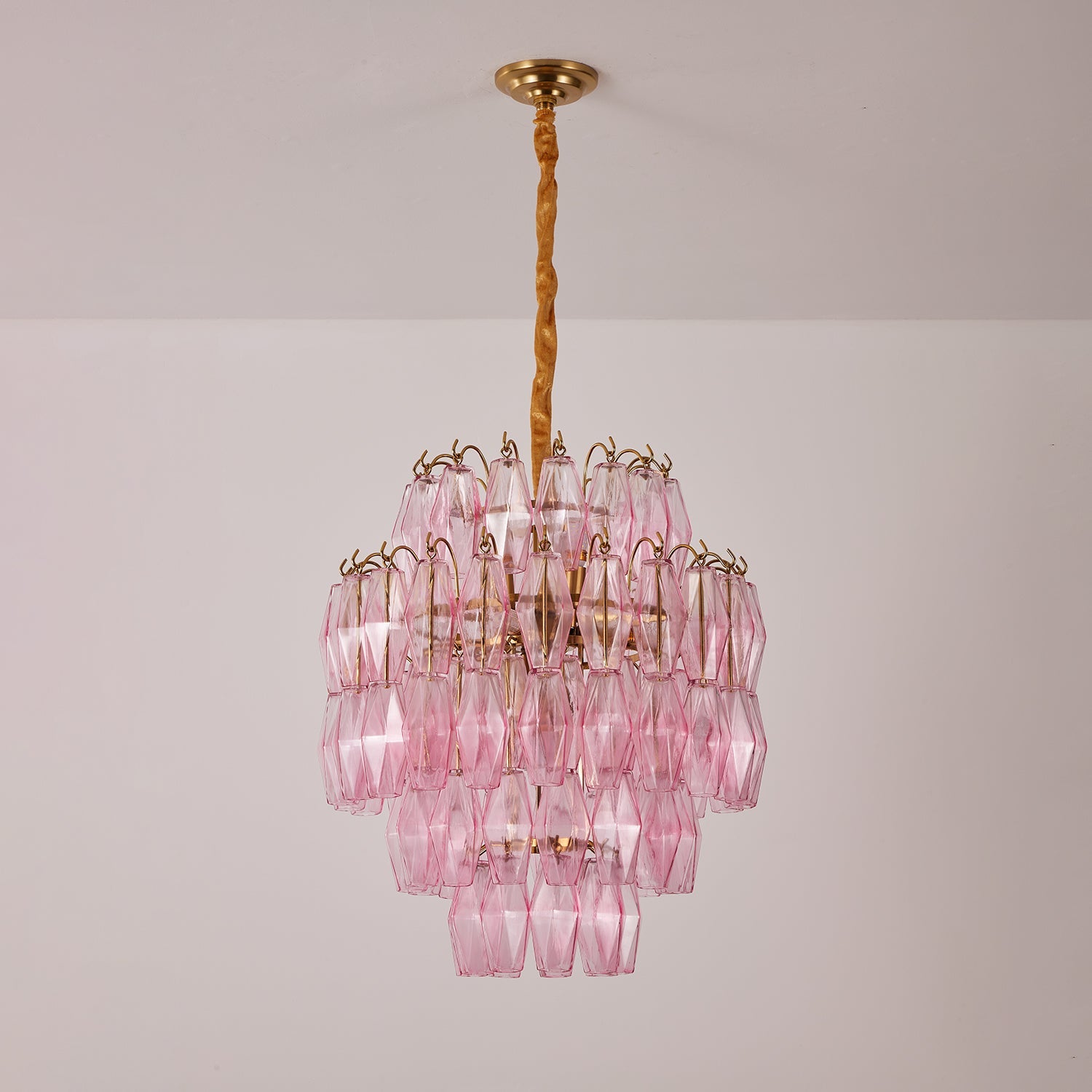 Pink Murano Glass Prism Chandelier - Vakkerlight