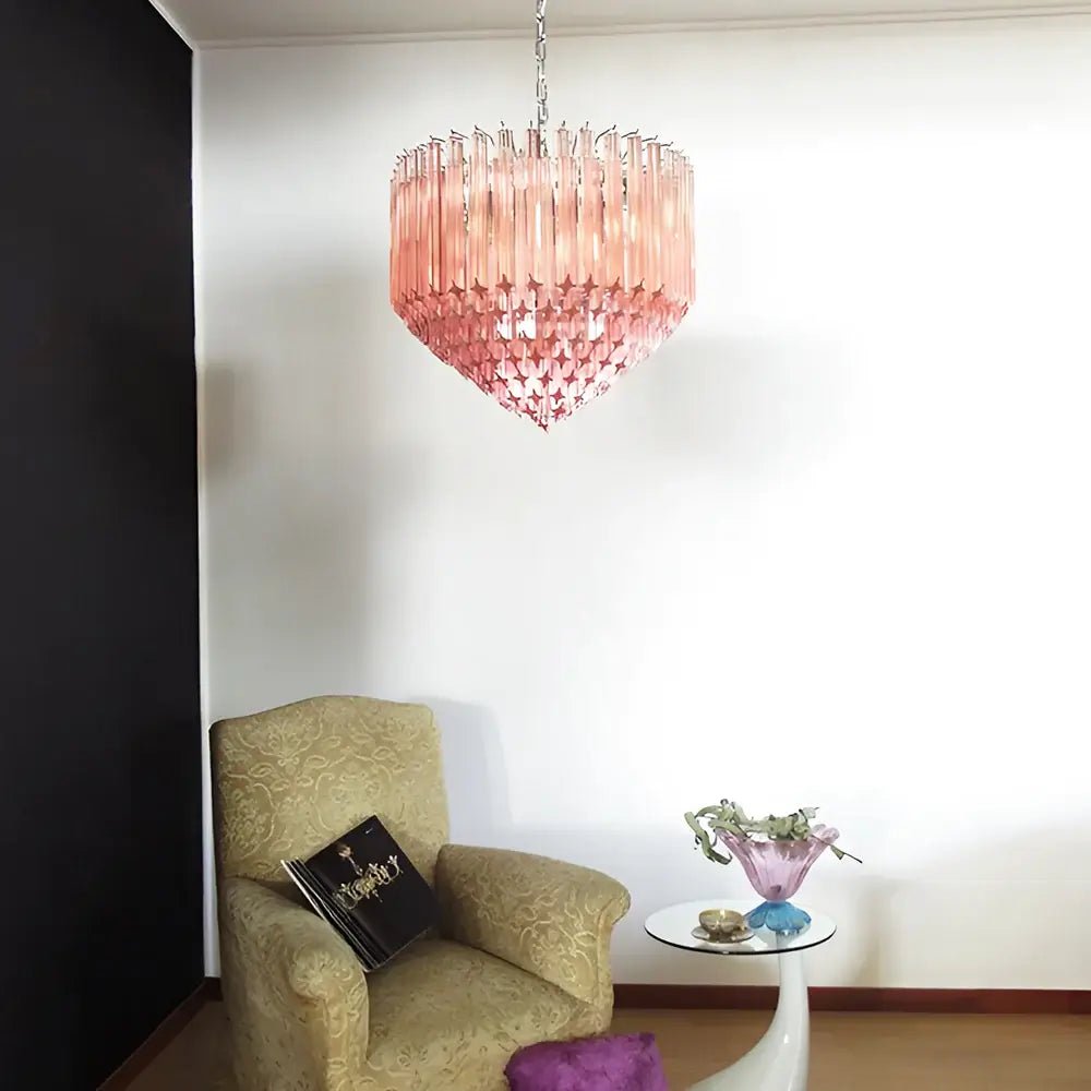 Prism Murano Pink Glass Chandelier