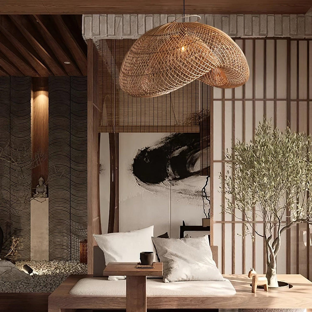 Rattan Wave Pendant Light