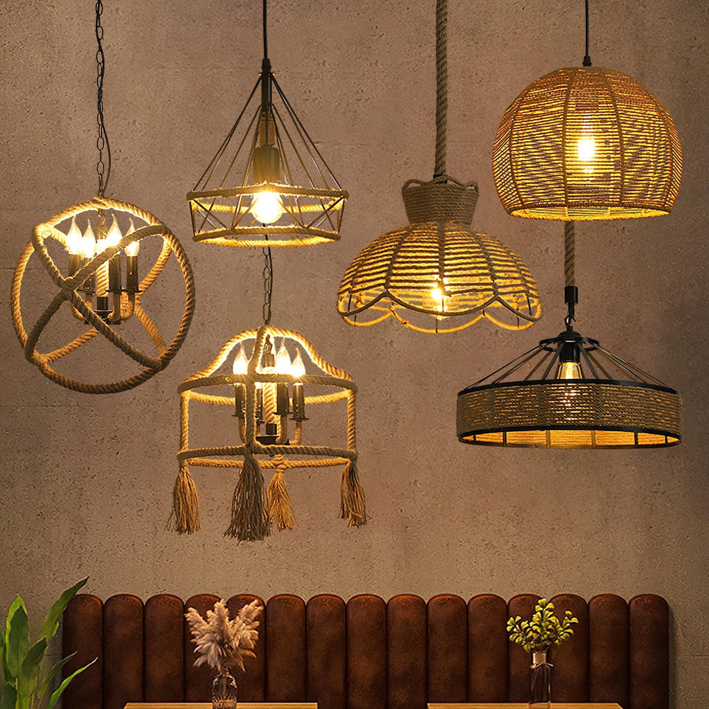 Retro Hemp Rope Exquisite Pendant Light