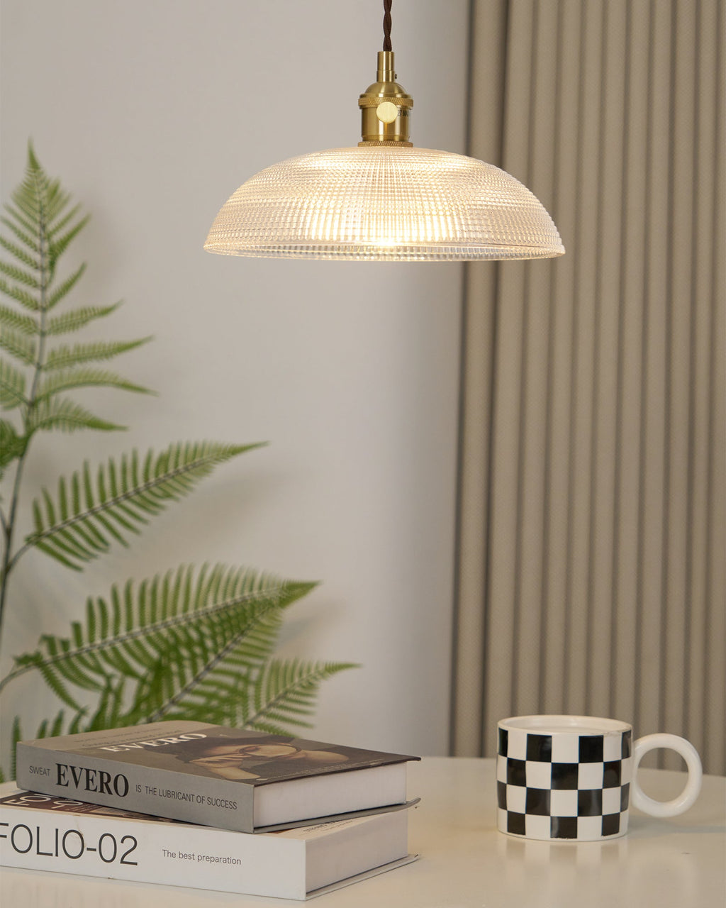 Ribbed Spiral Pendant Light