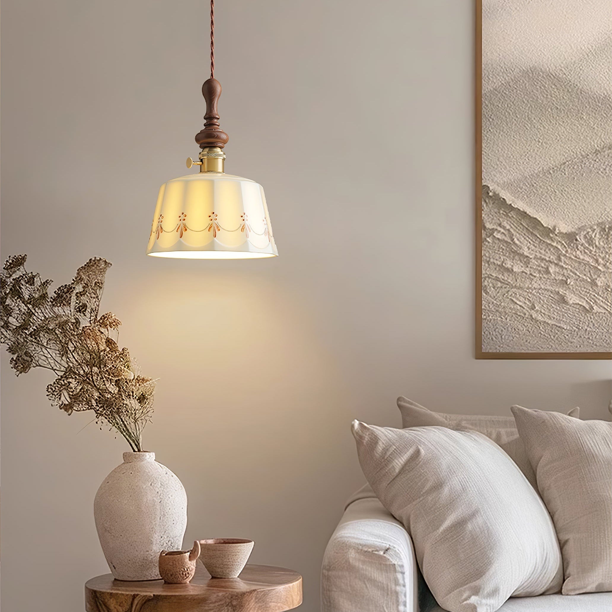 Lampă suspendată din ceramică Roselind