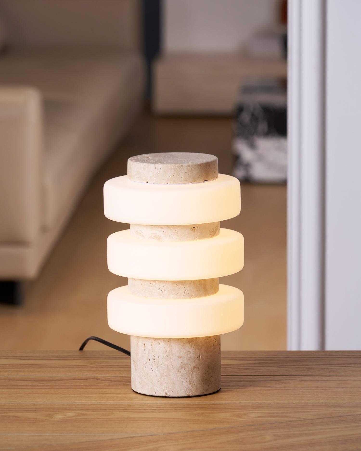 Lampă de masă Saturn Travertin 