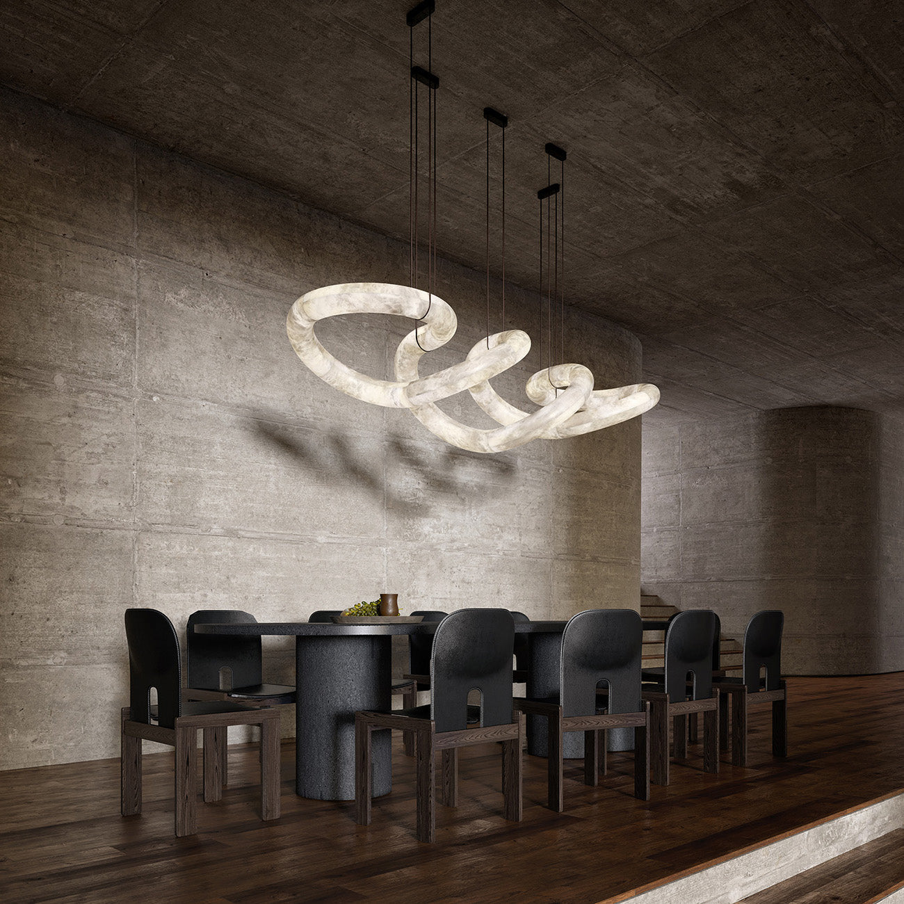 Lampă suspendată din alabastru, cu design aerodinamic