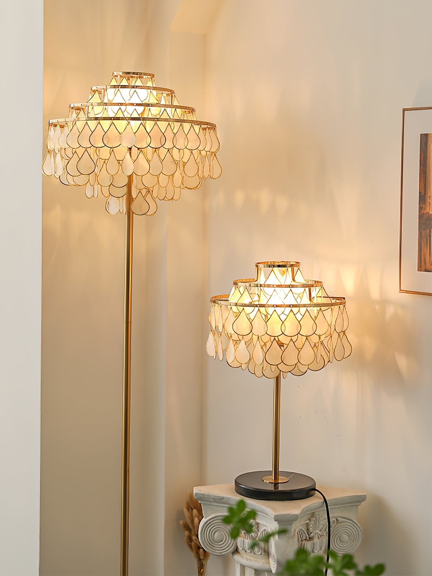 Lampă de masă cu coajă de lacrimi 