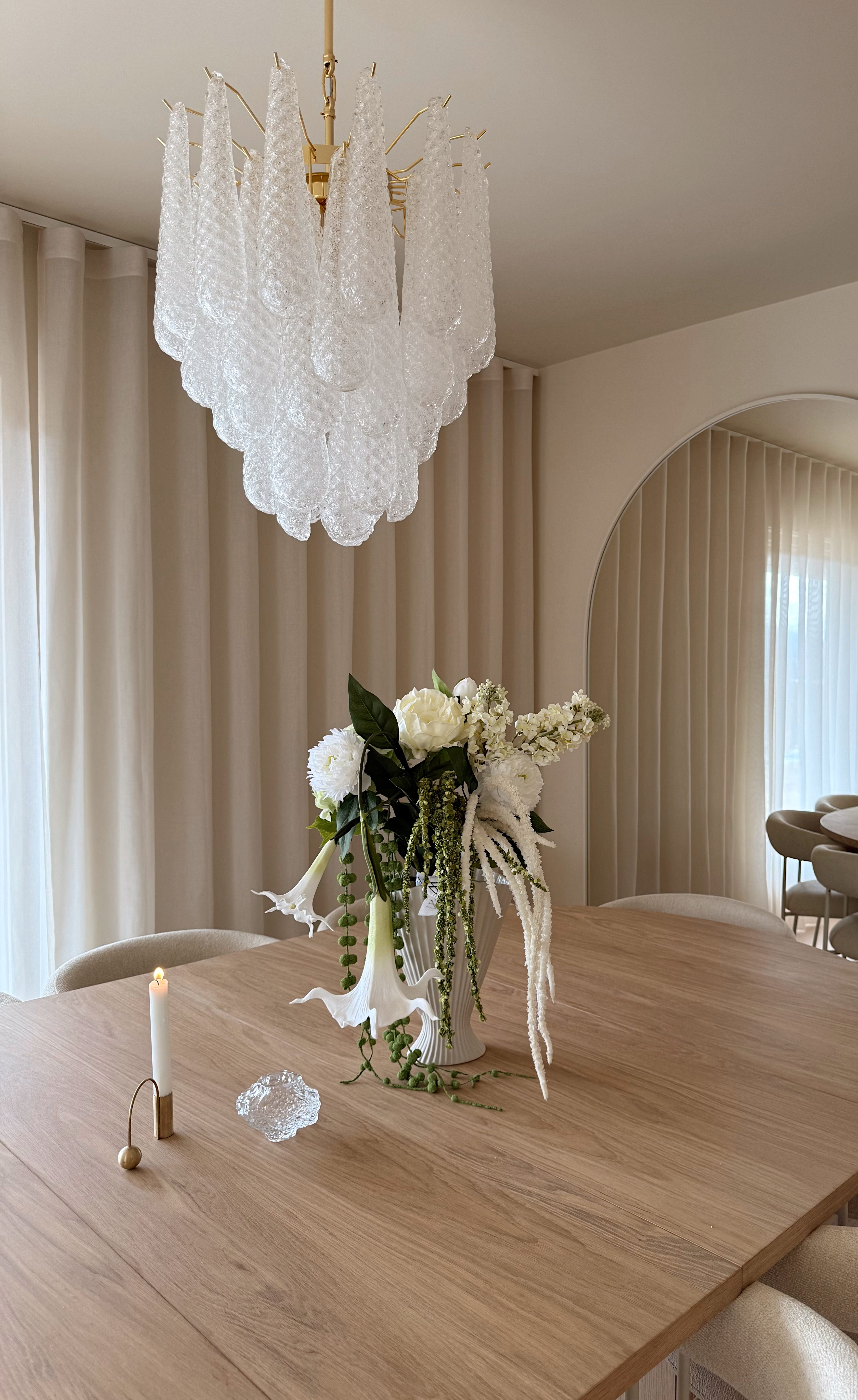 Mid-Century Murano Chandelier | Punto di Luce |  41 Clear Drop Glasses