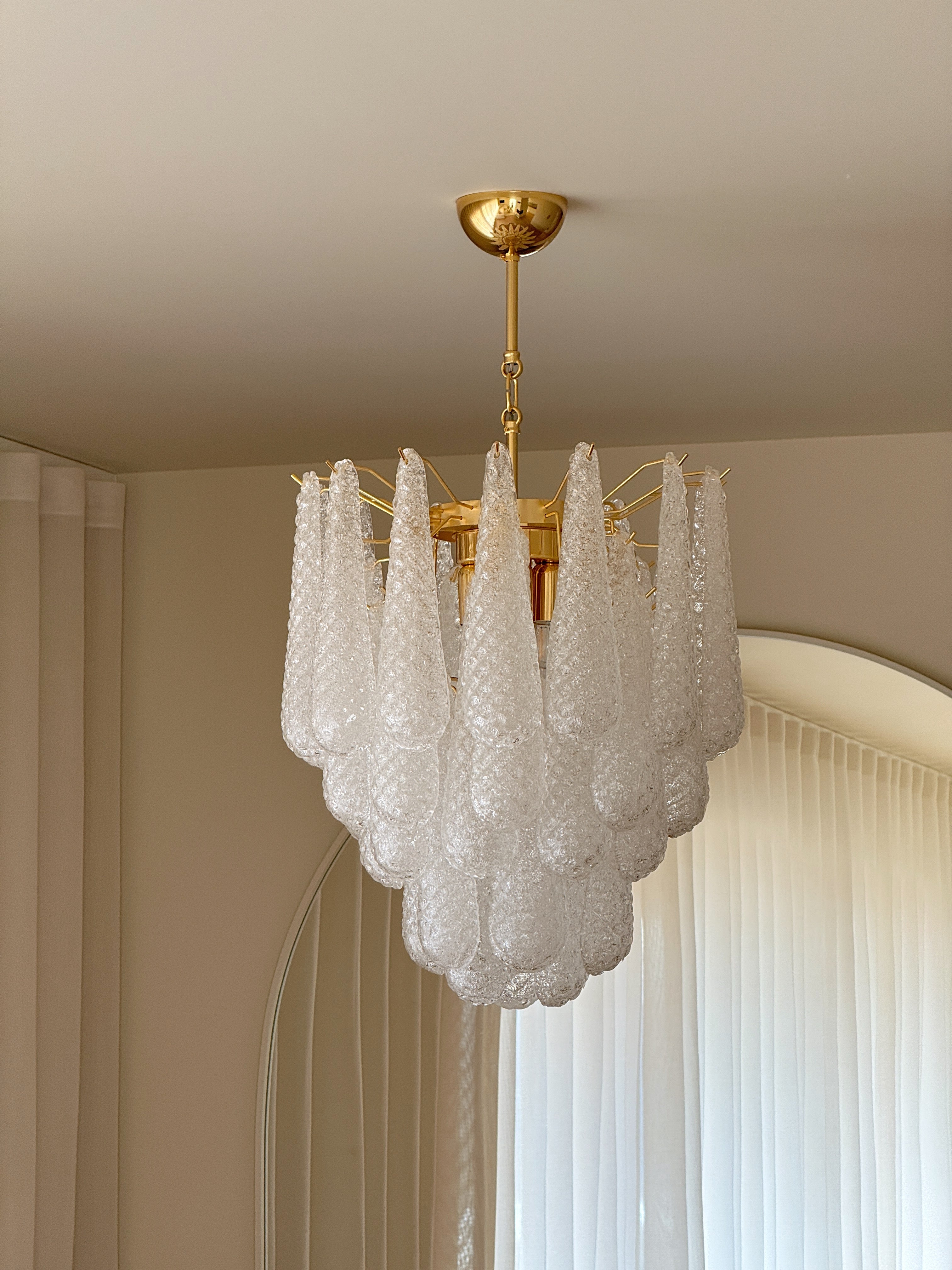 Mid-Century Murano Chandelier | Punto di Luce |  41 Clear Drop Glasses