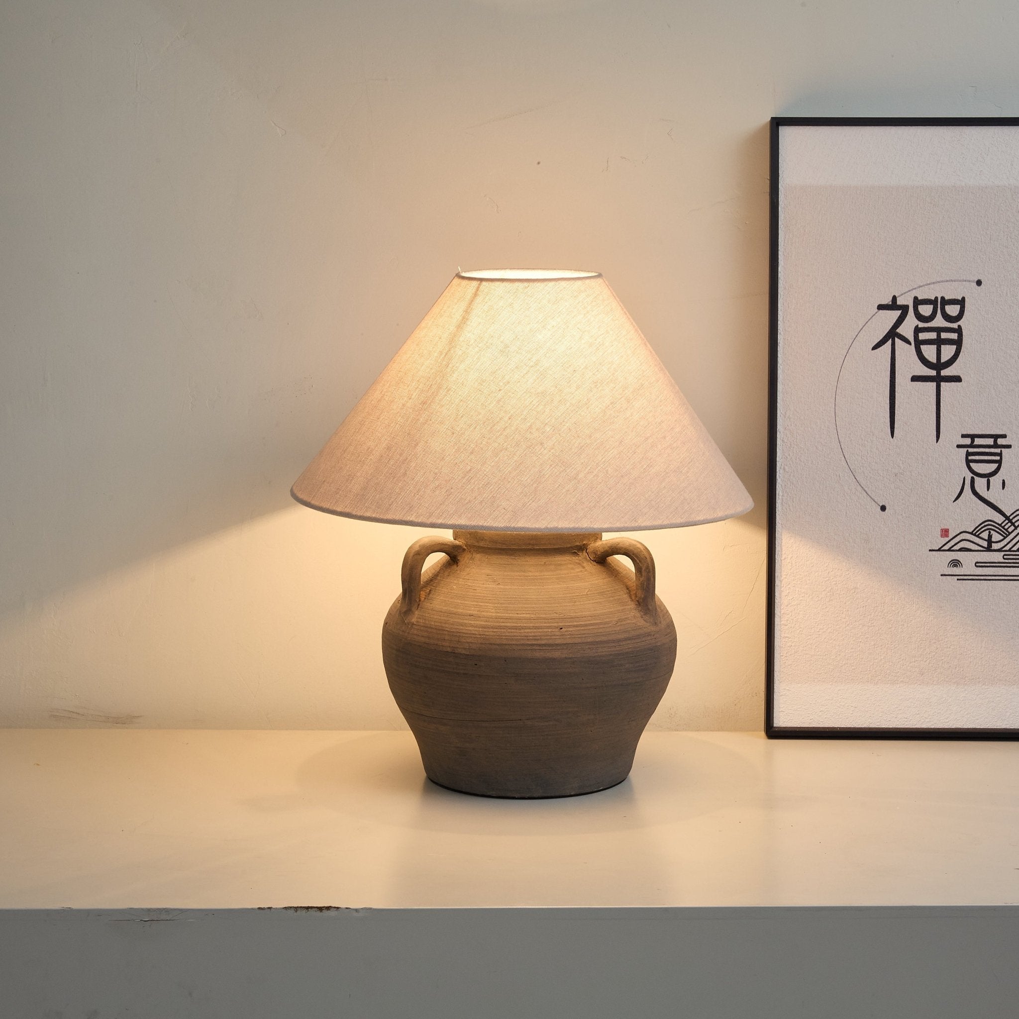 Lampă de masă ceramică cu două mânere