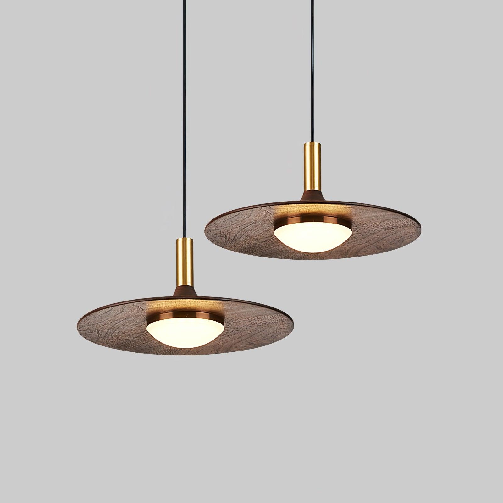 Walnut Wood Dish Pendant Light