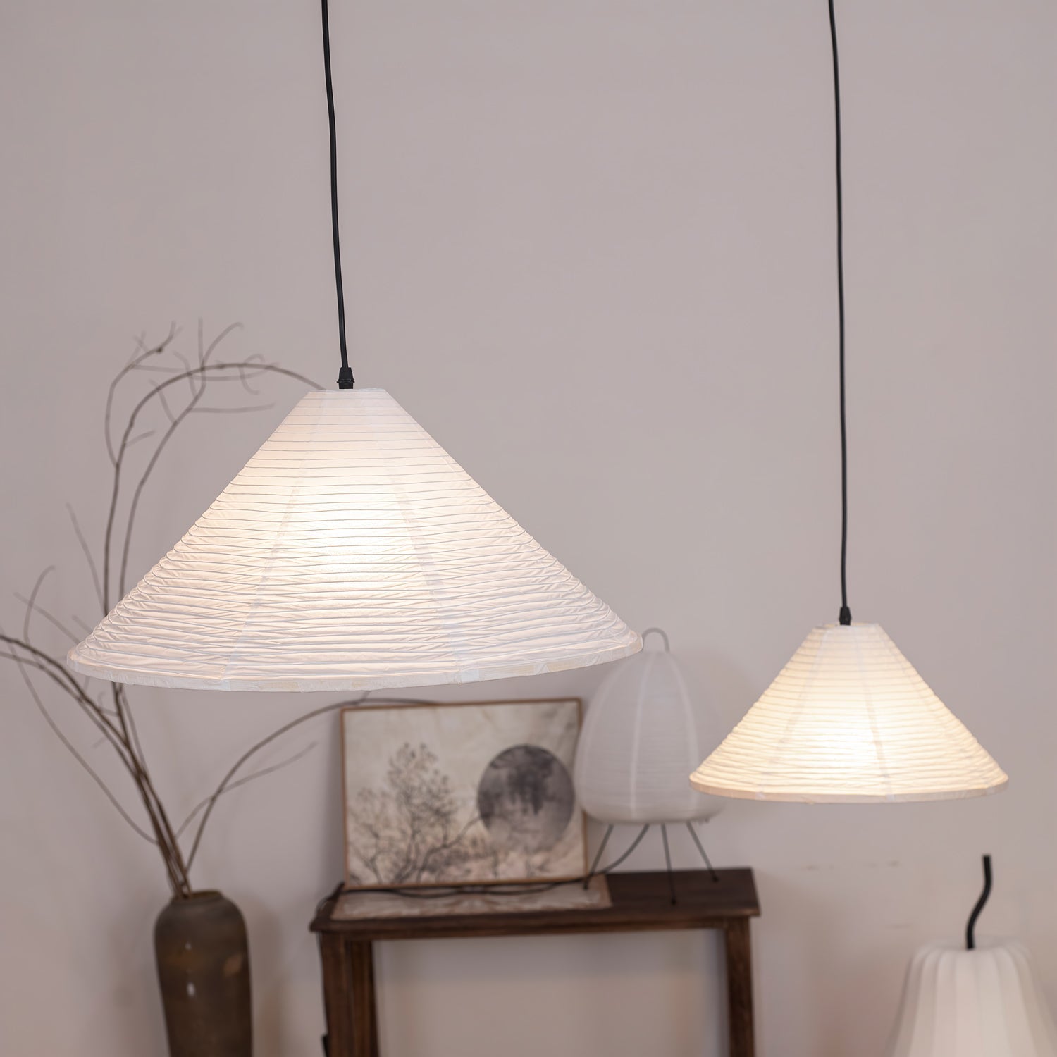 Washi Paper Pyramid Pendant Lamp