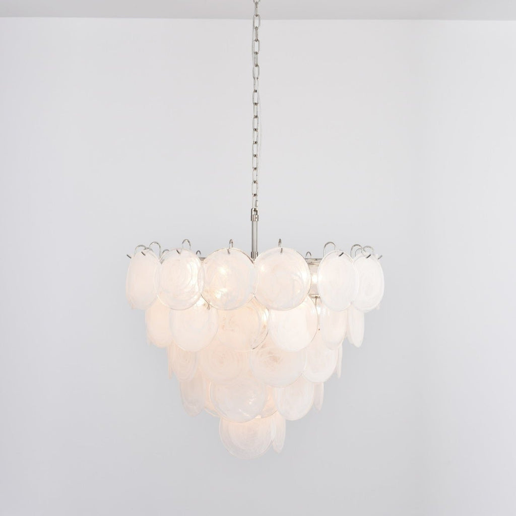 White Murano Disc Chandelier