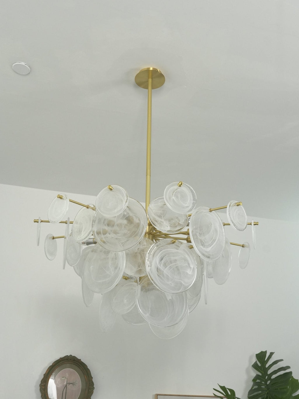 Brass Discs Cascading Chandelier