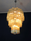 Mid-Century Murano Chandelier | Punto di Luce |  48 Yellow Glass Tubes