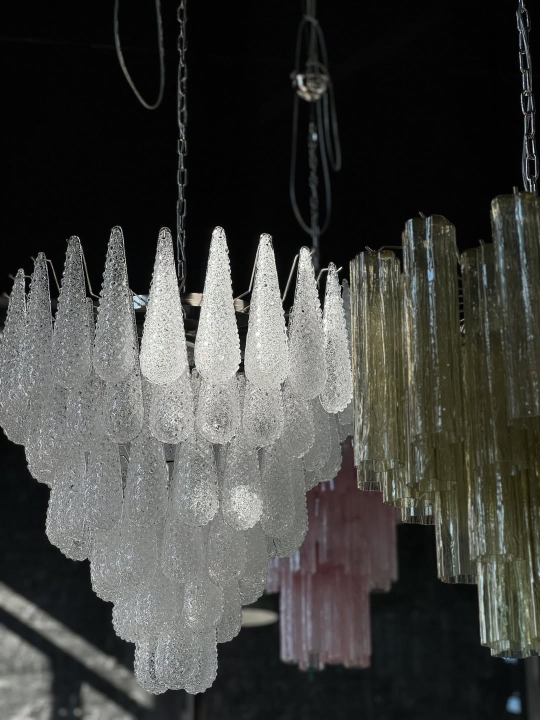 Mid-Century Murano Chandelier | Punto di Luce |  75 Clear Drop Glasses