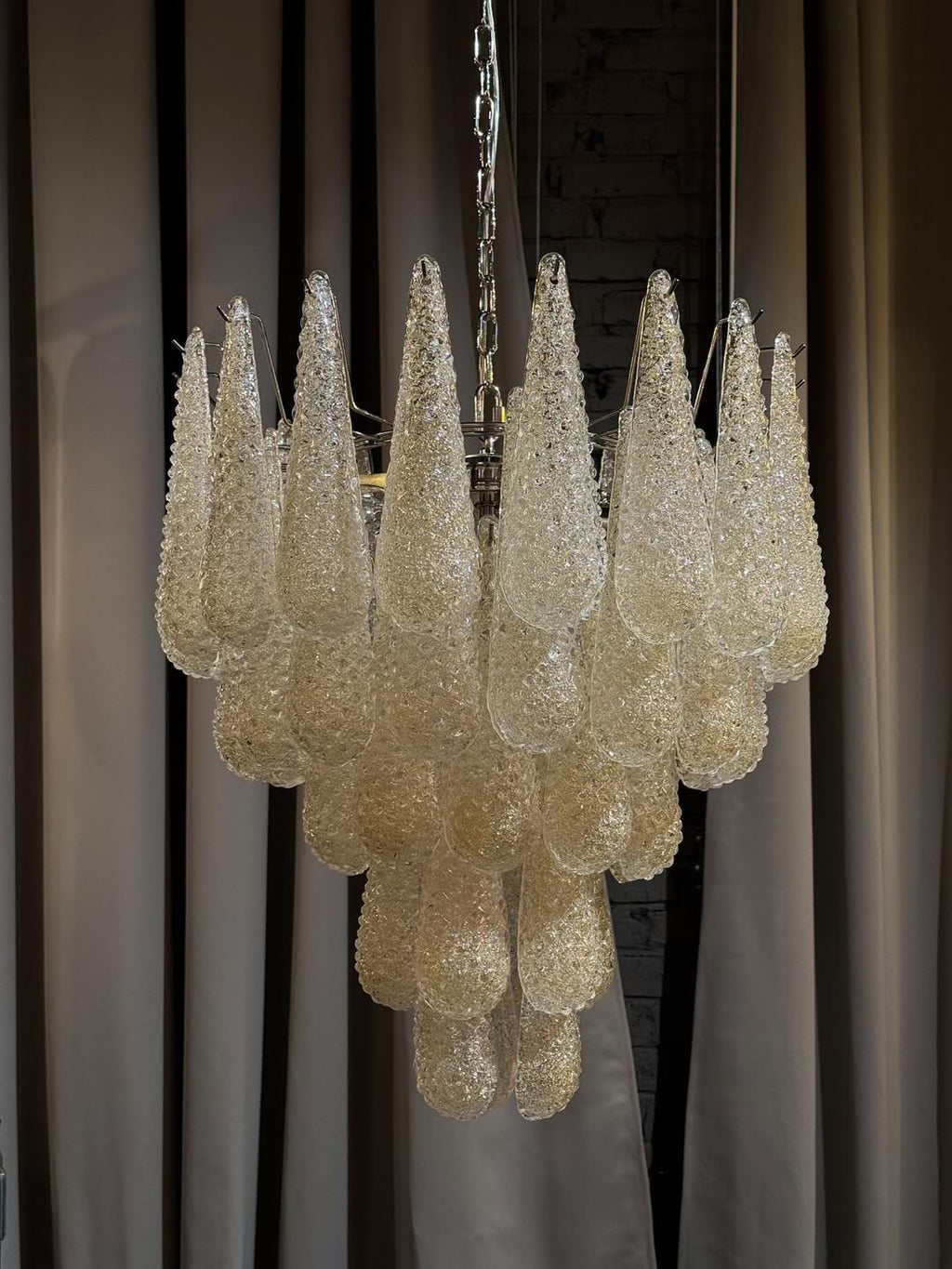 Mid-Century Murano Chandelier | Punto di Luce |  52 Yellow Drop Glasses