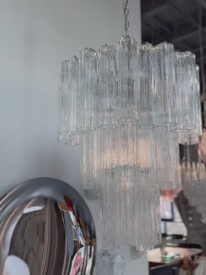 Mid-Century Murano Chandelier | Punto di Luce |  48 Clear Glass Tubes